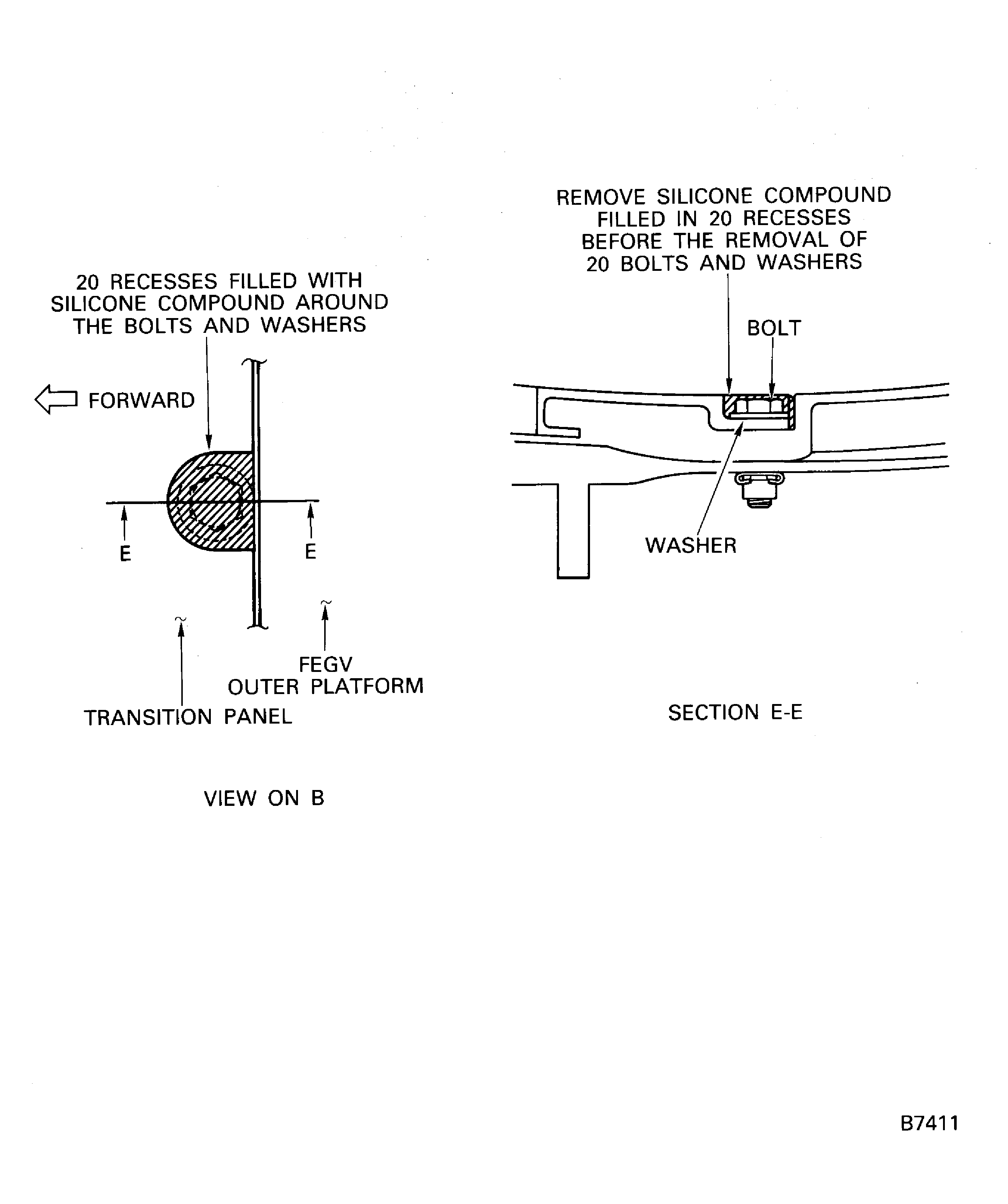 Remove silicone compound from the FEGV outer platforms and the transition panels
