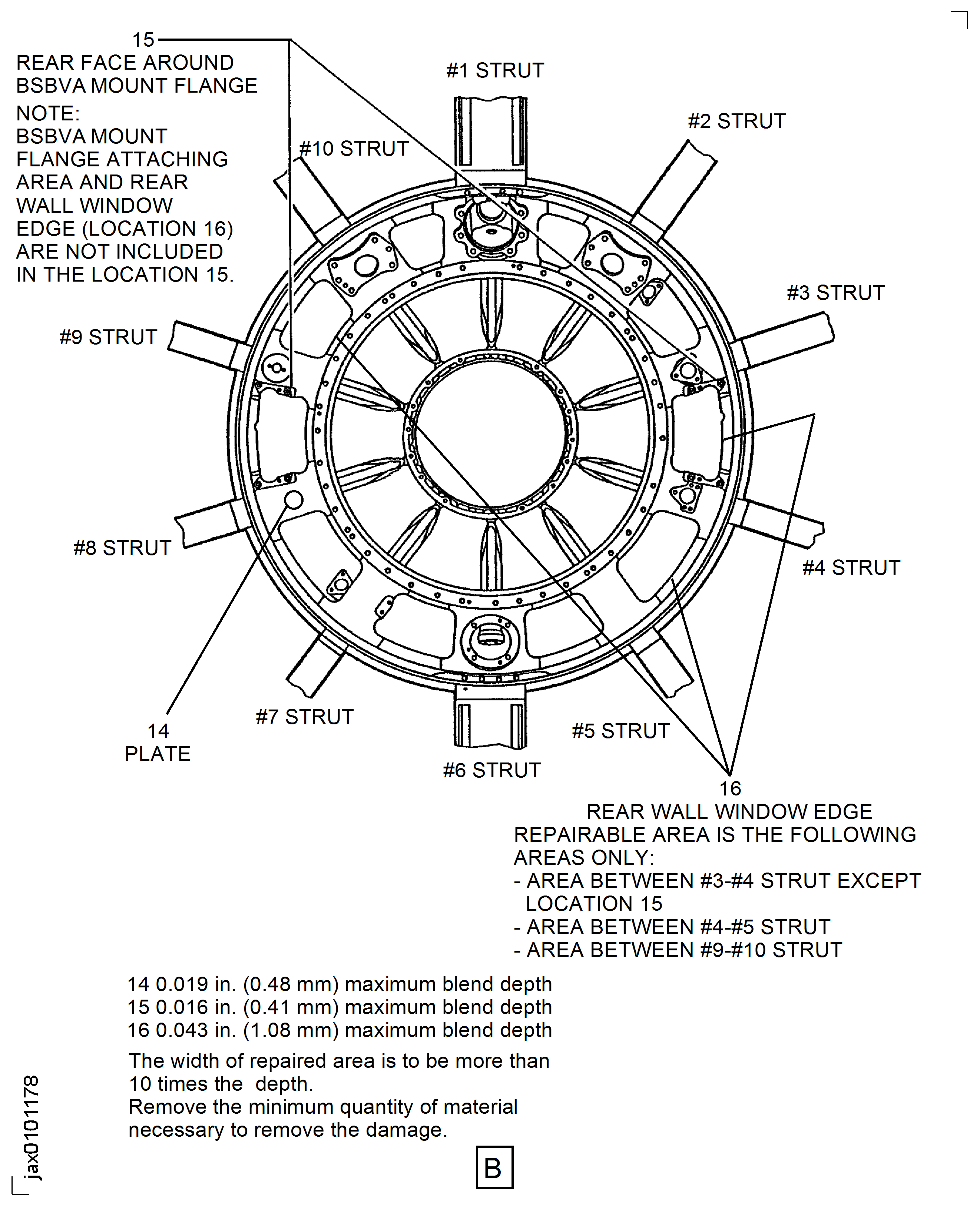 Fan Frame Assembly - Repair Limits At Rear Face