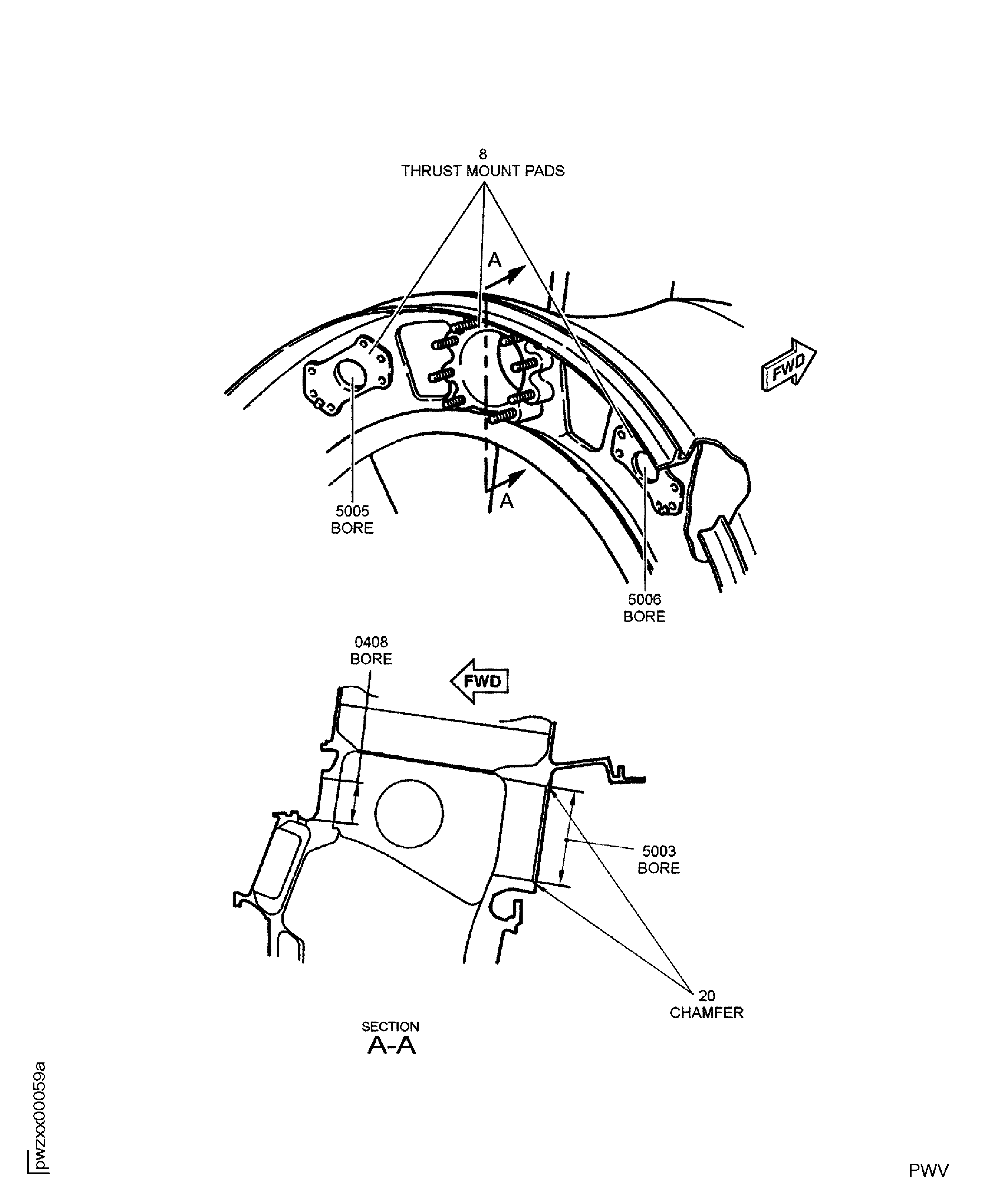 Locations on the fan frame assembly