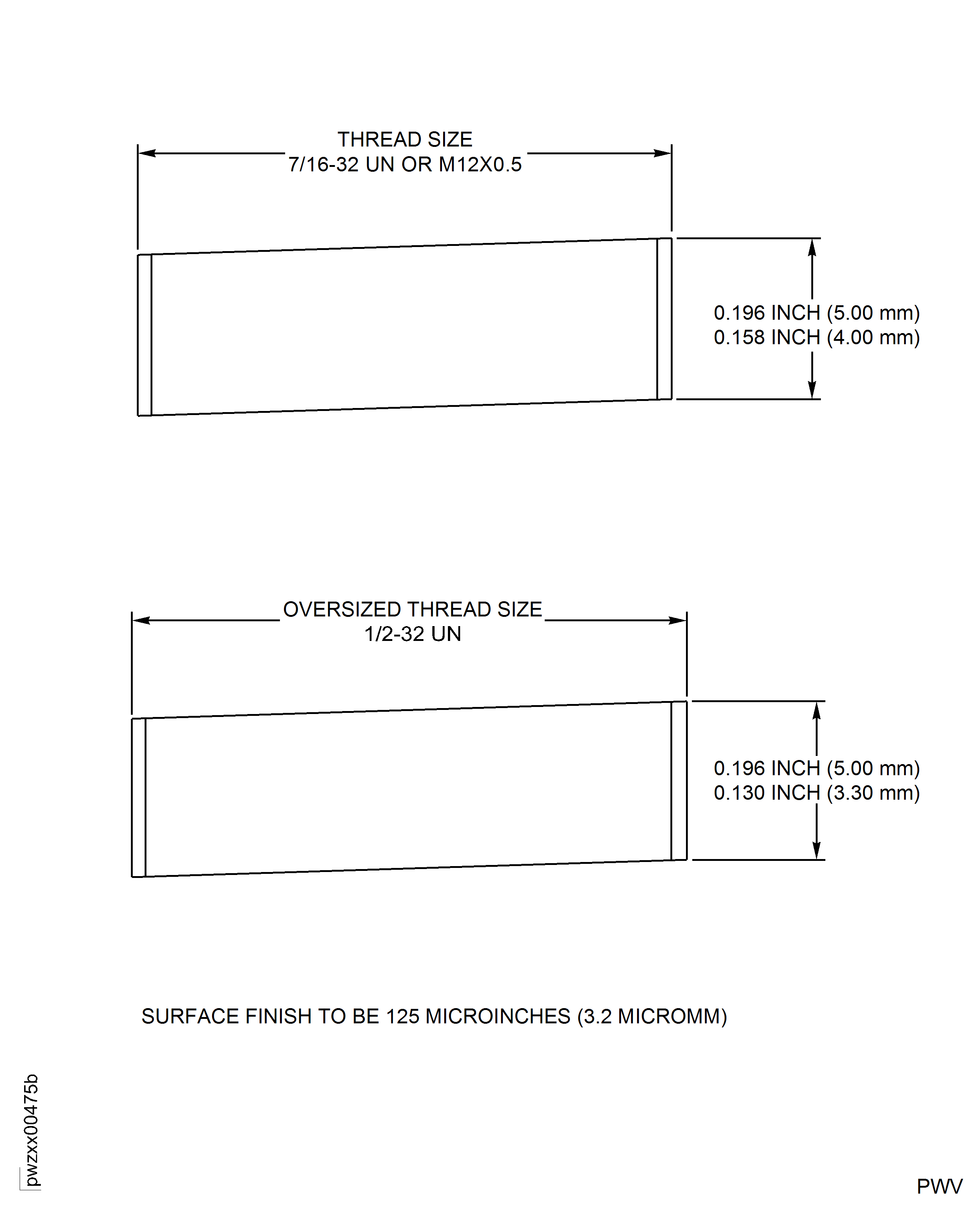 Dimensions of the Threaded Bushes