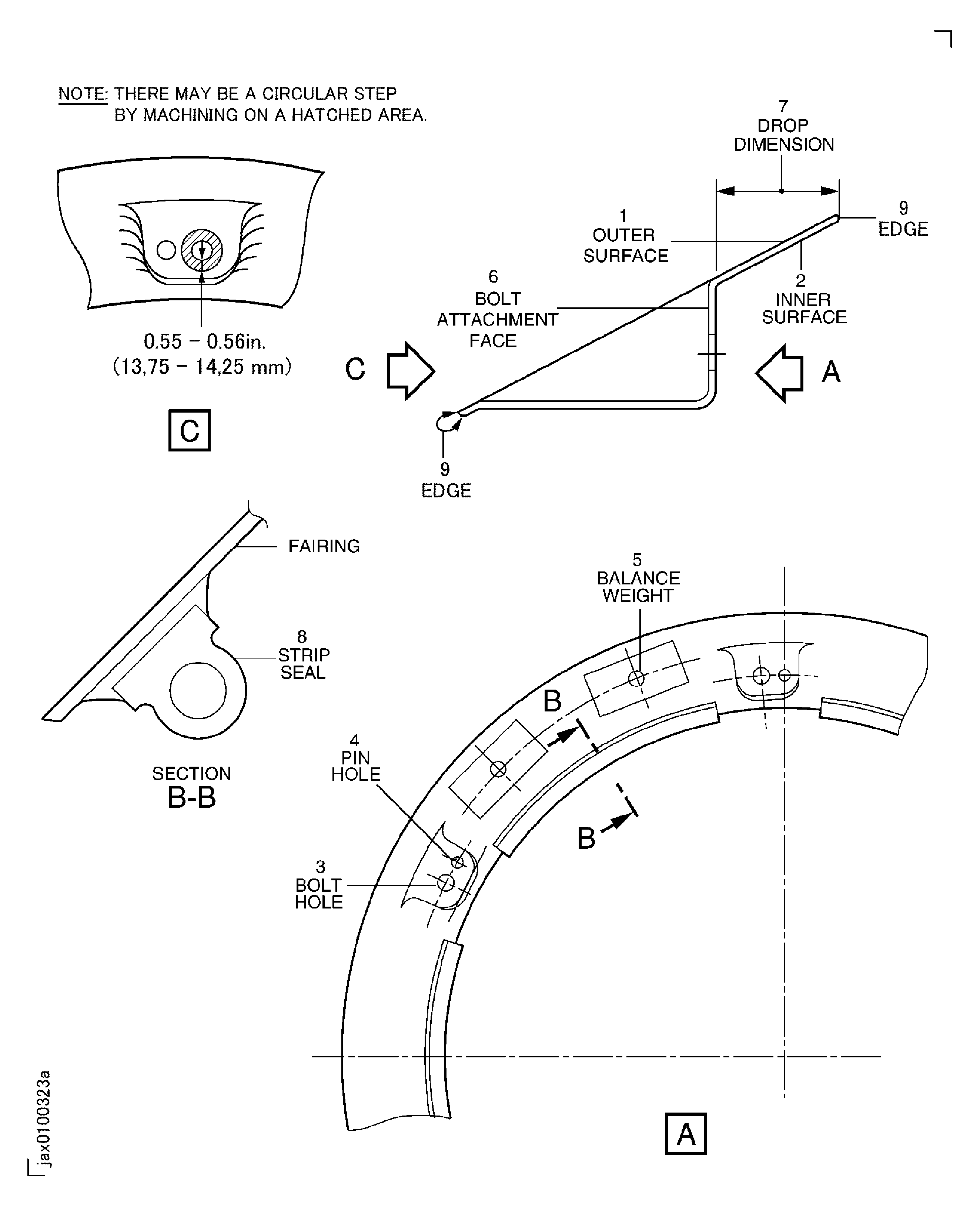 Locations on the inlet cone fairing