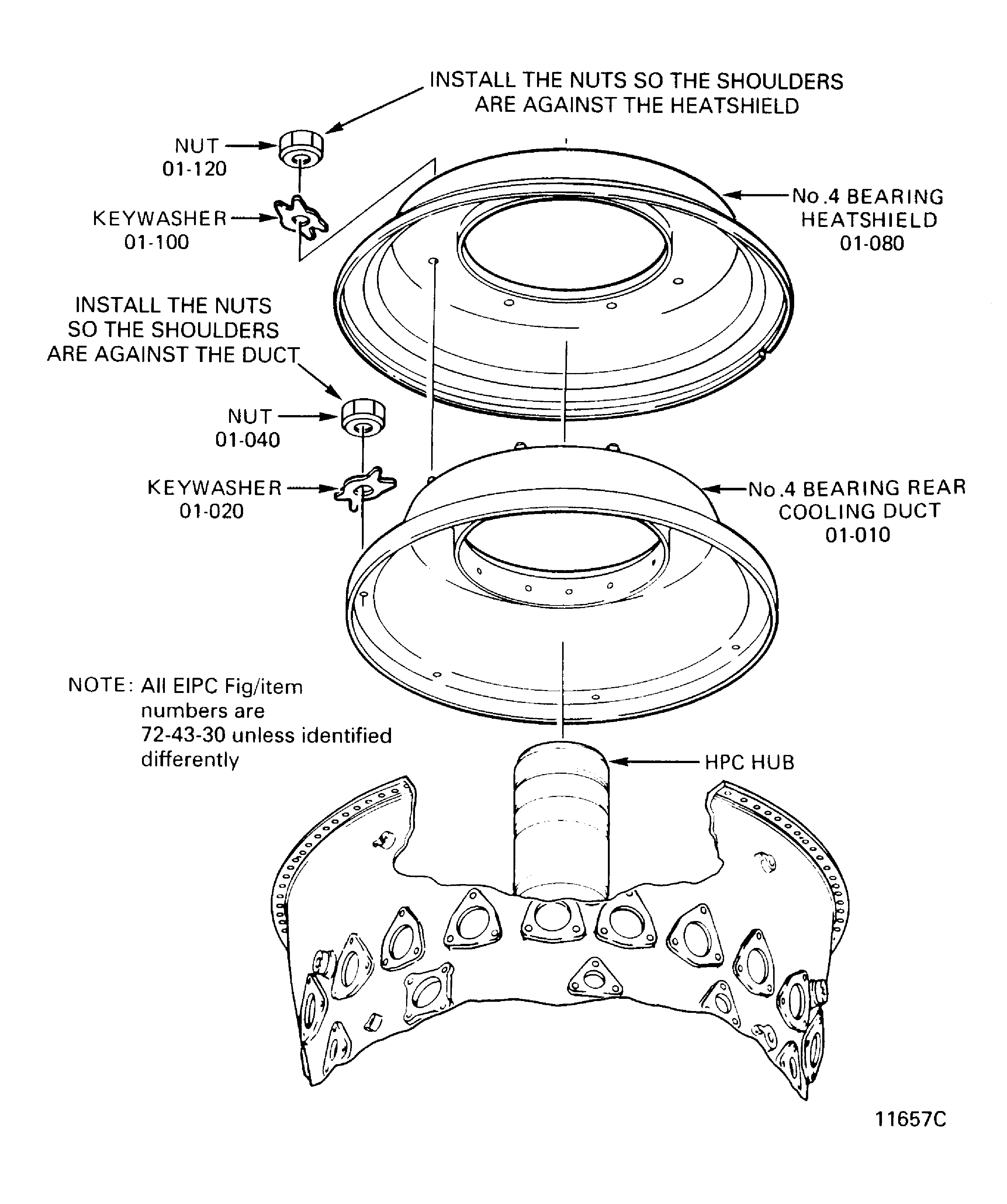 Install the No.4 Bearing Rear Cooling Duct and Heatshield