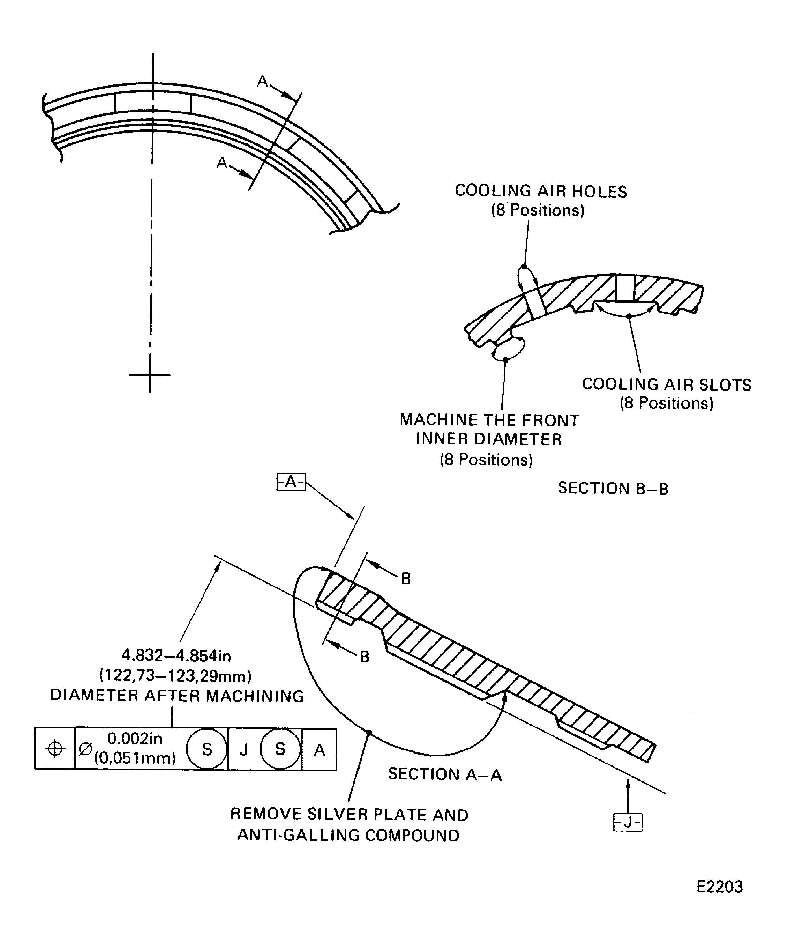 Bearing retaining nut (PN 2A2245 and
2A2247) front inner diameter machining