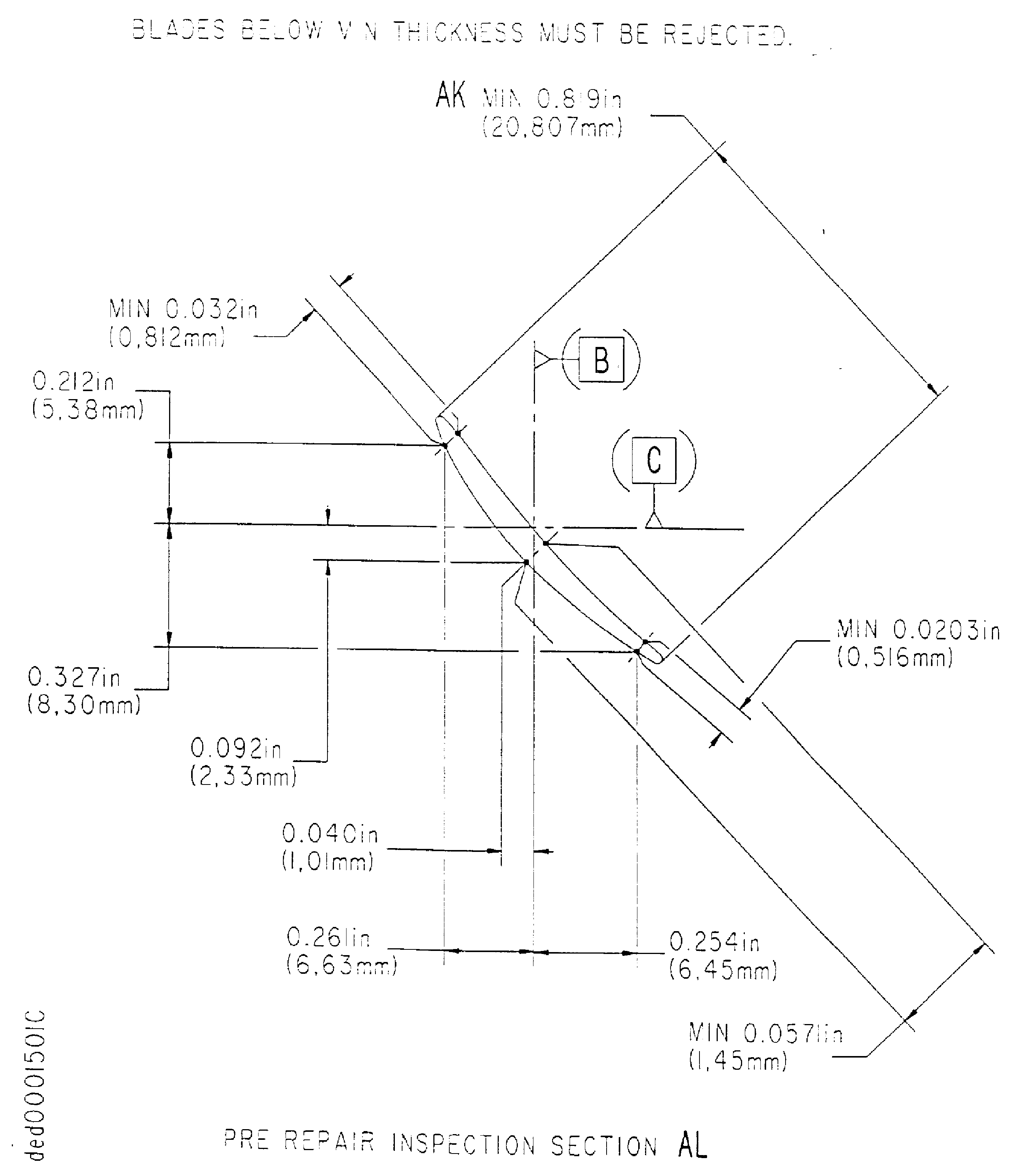 Repair details and dimensions - Assembly A