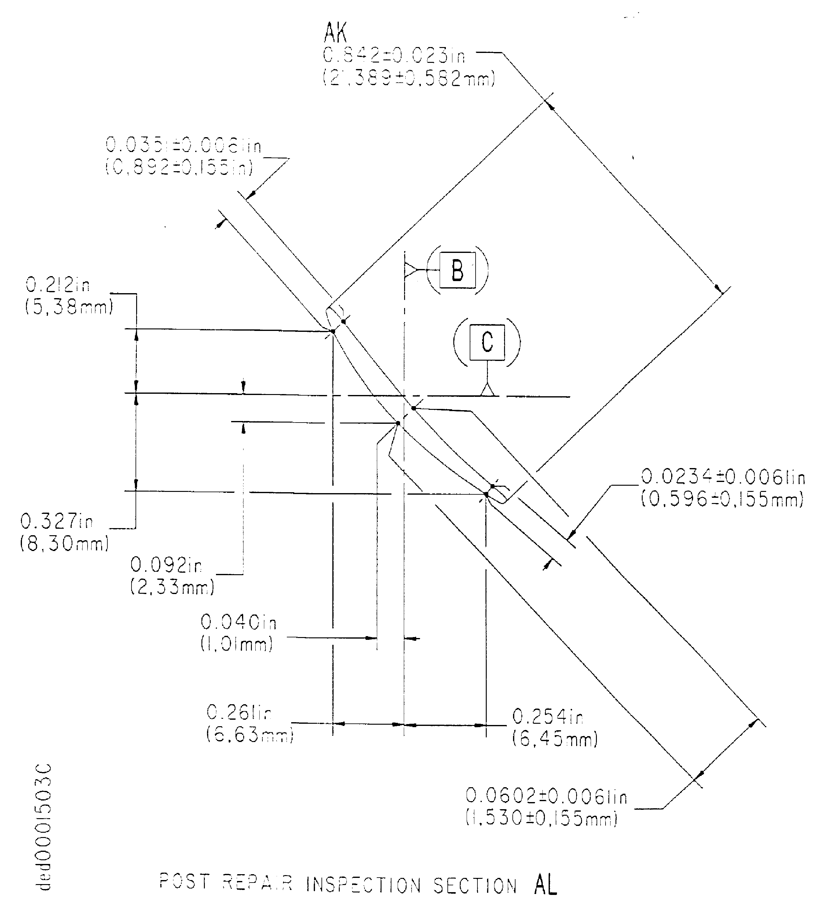 Repair details and dimensions - Assembly A