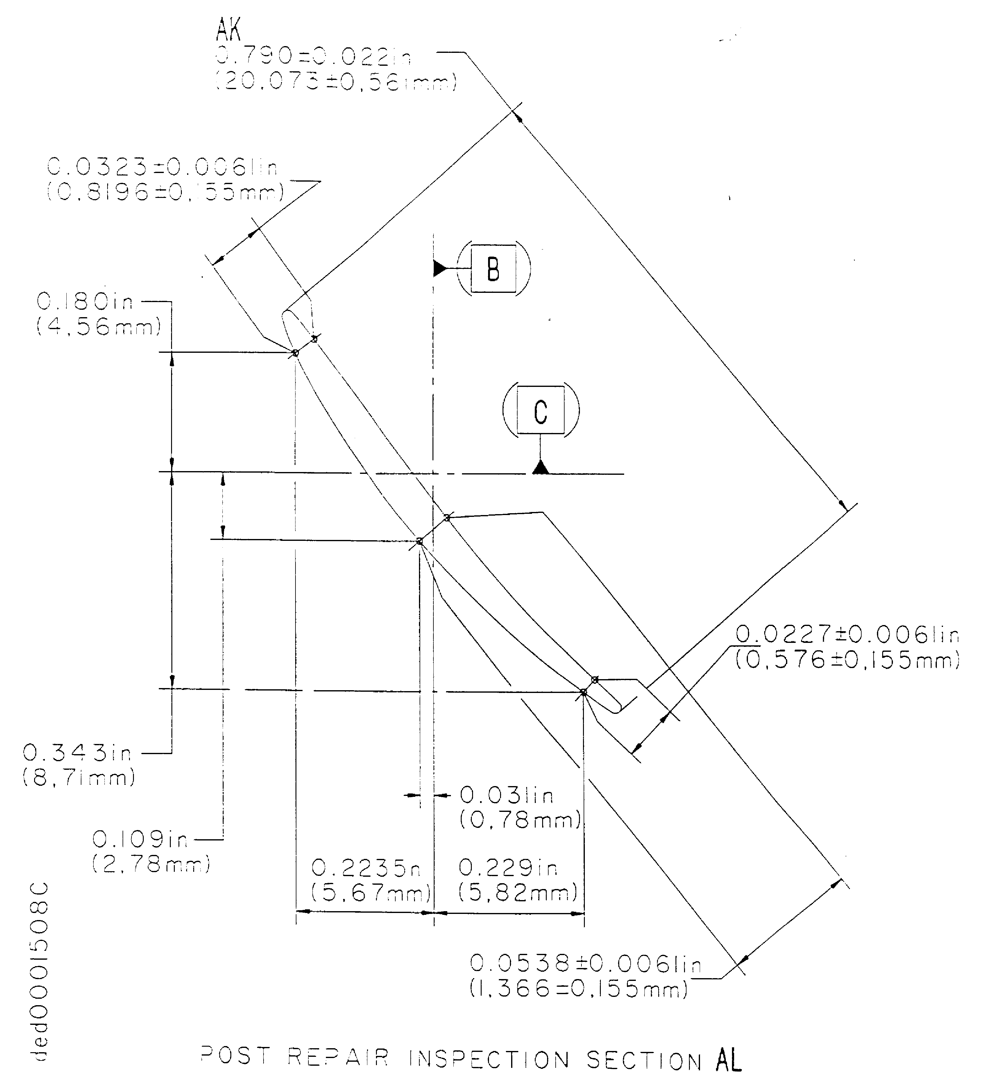 Repair details and dimensions - Assembly A
