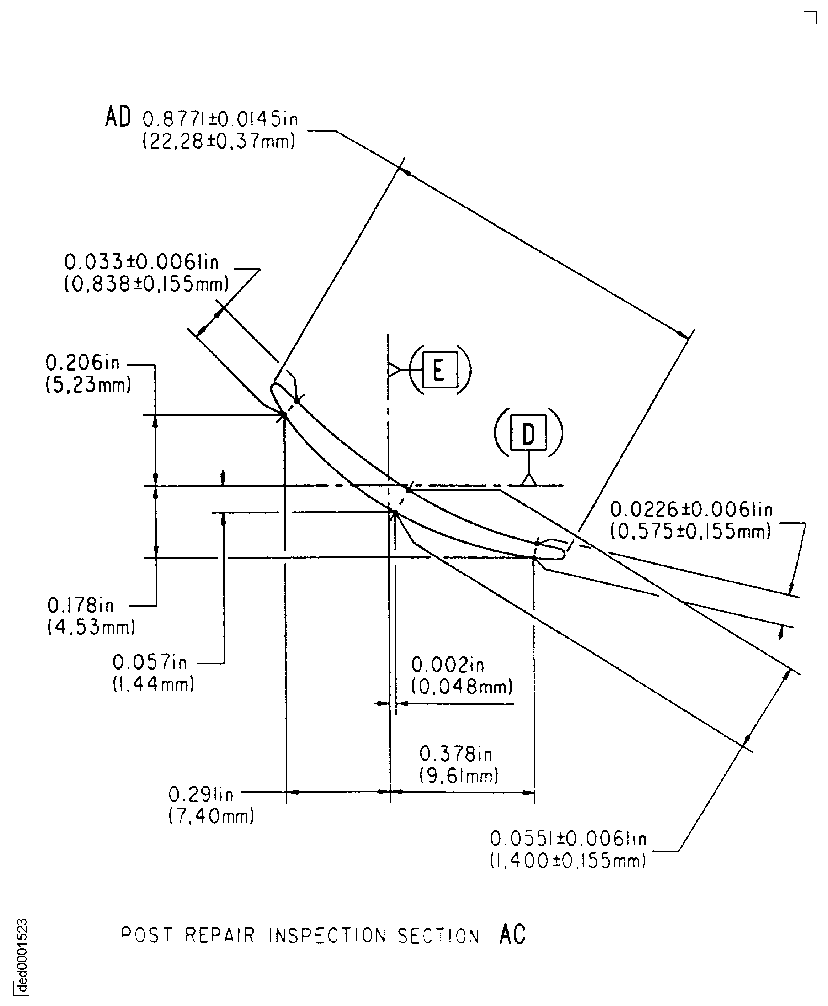 Repair details and dimensions - Assembly A