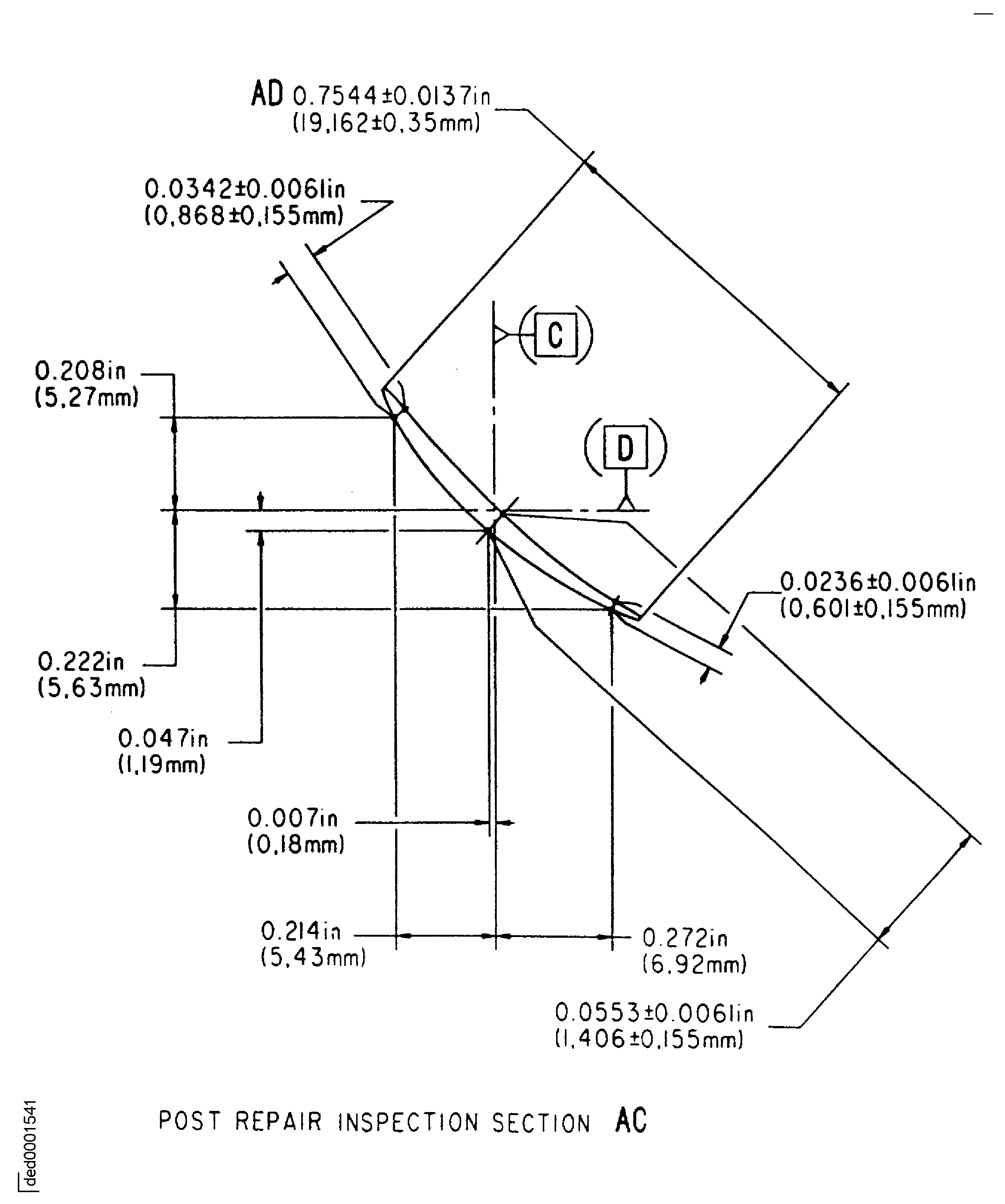 Repair details and dimensions - Assembly A