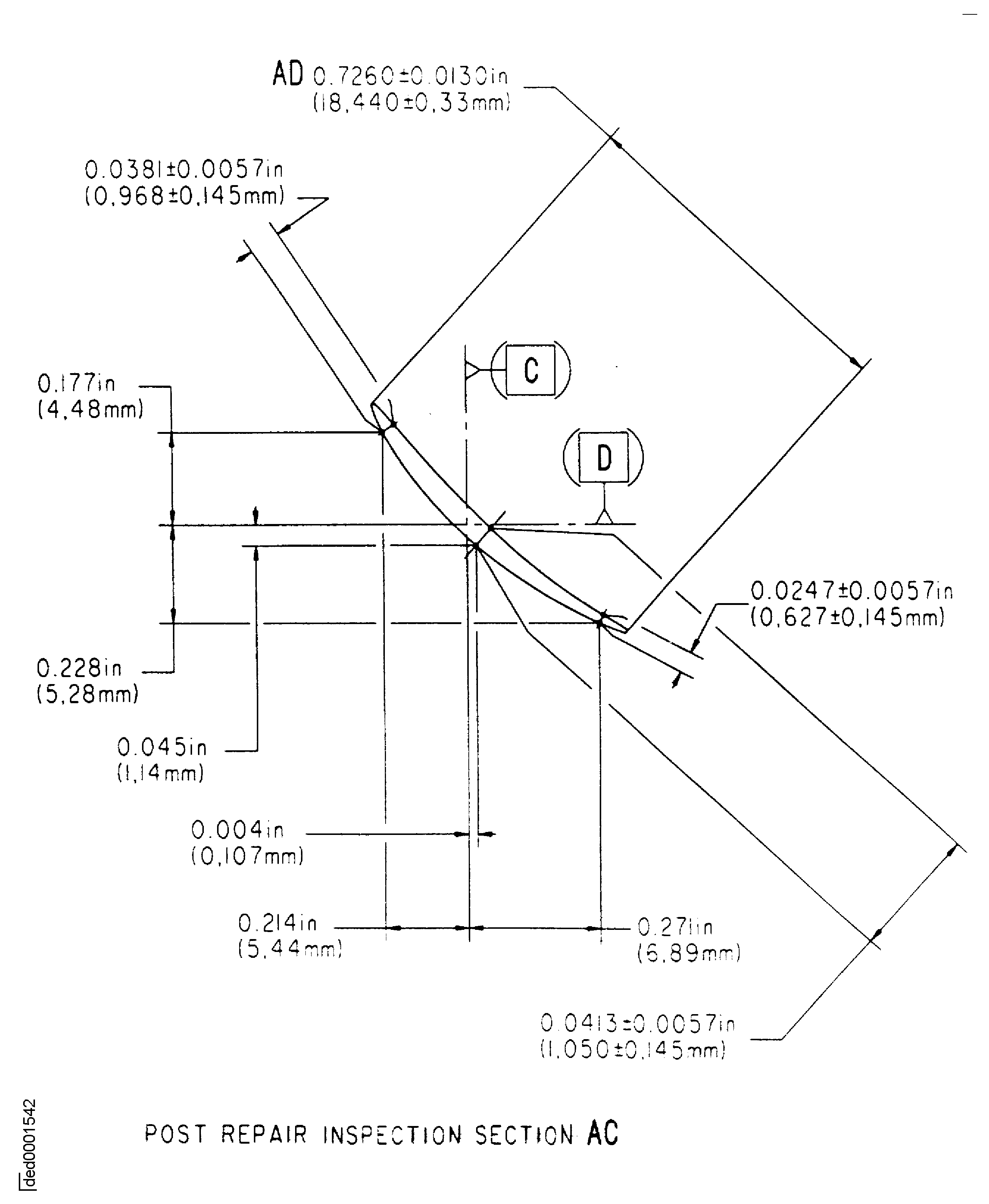 Repair details and dimensions - Assembly B