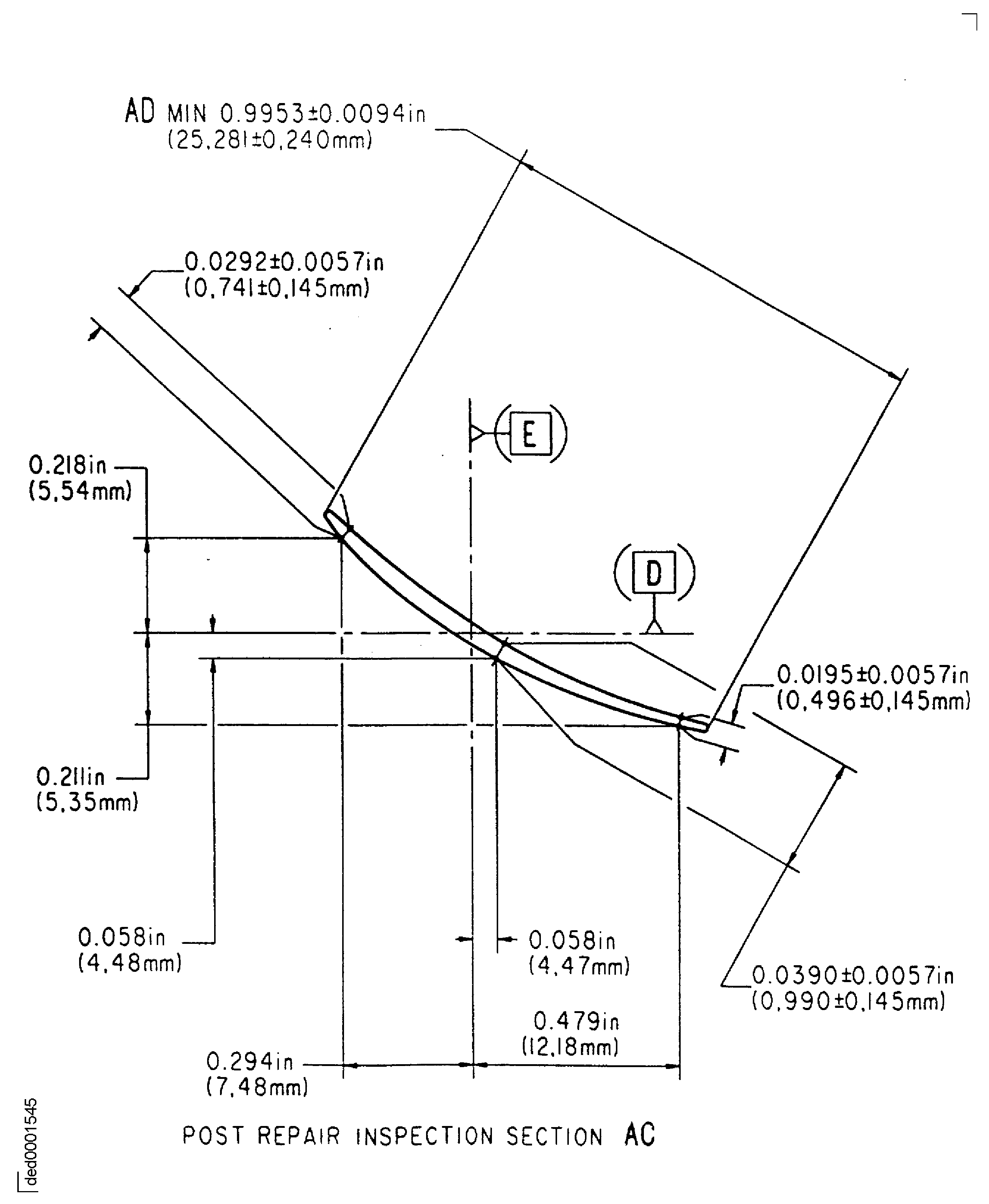 Repair details and dimensions