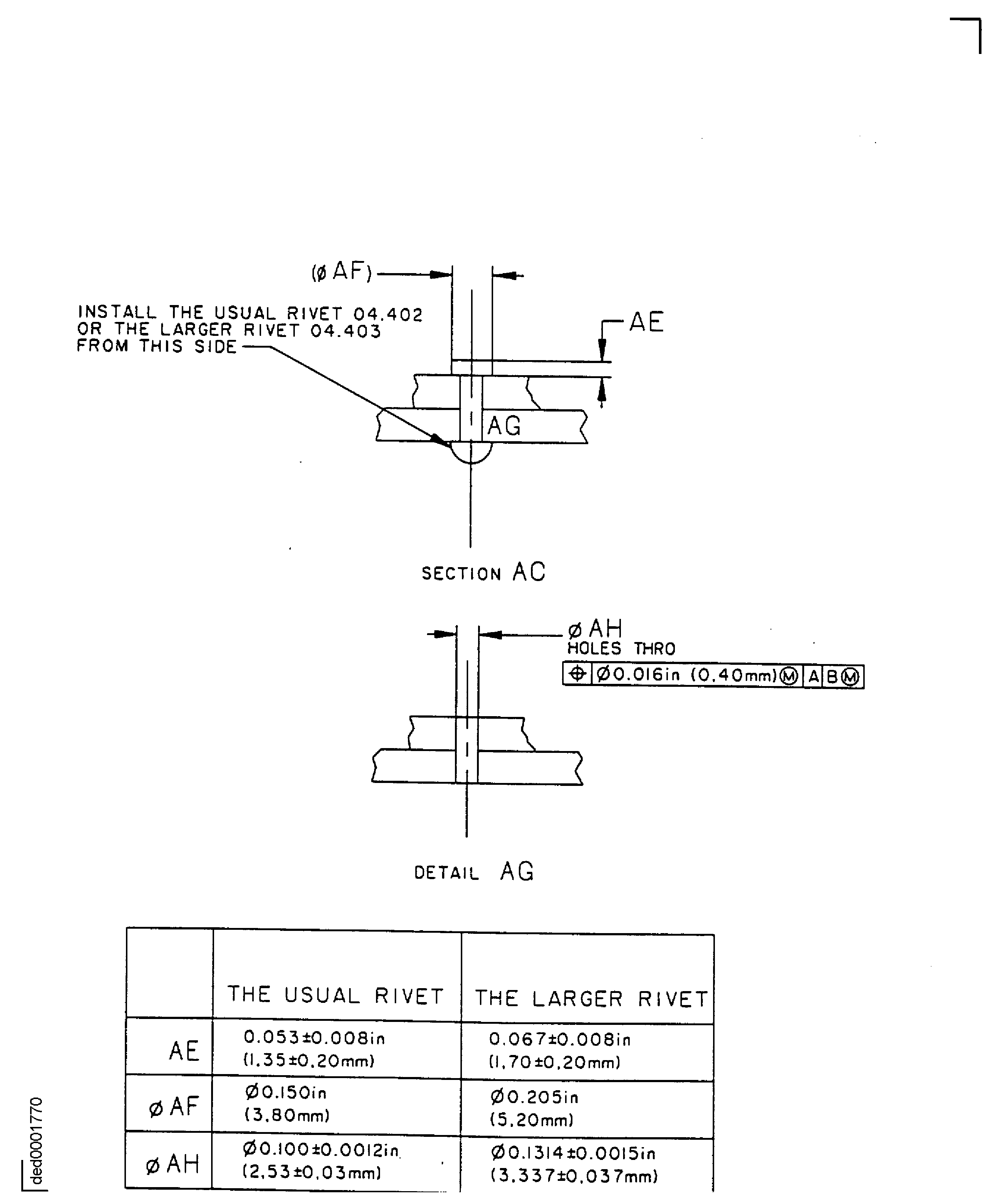 Repair details and dimensions - Assembly A and Assembly B