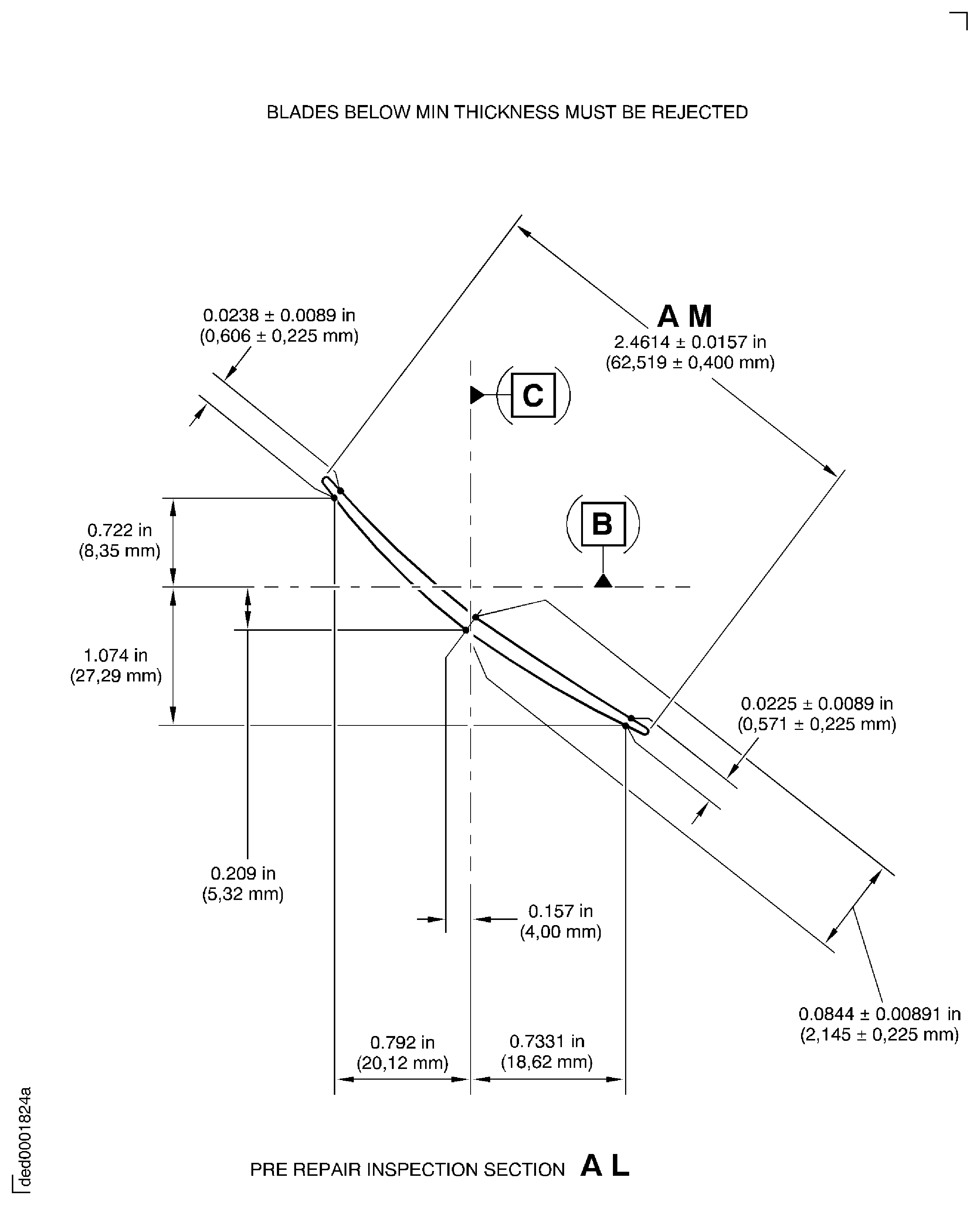 Repair details and dimensions - Assembly C