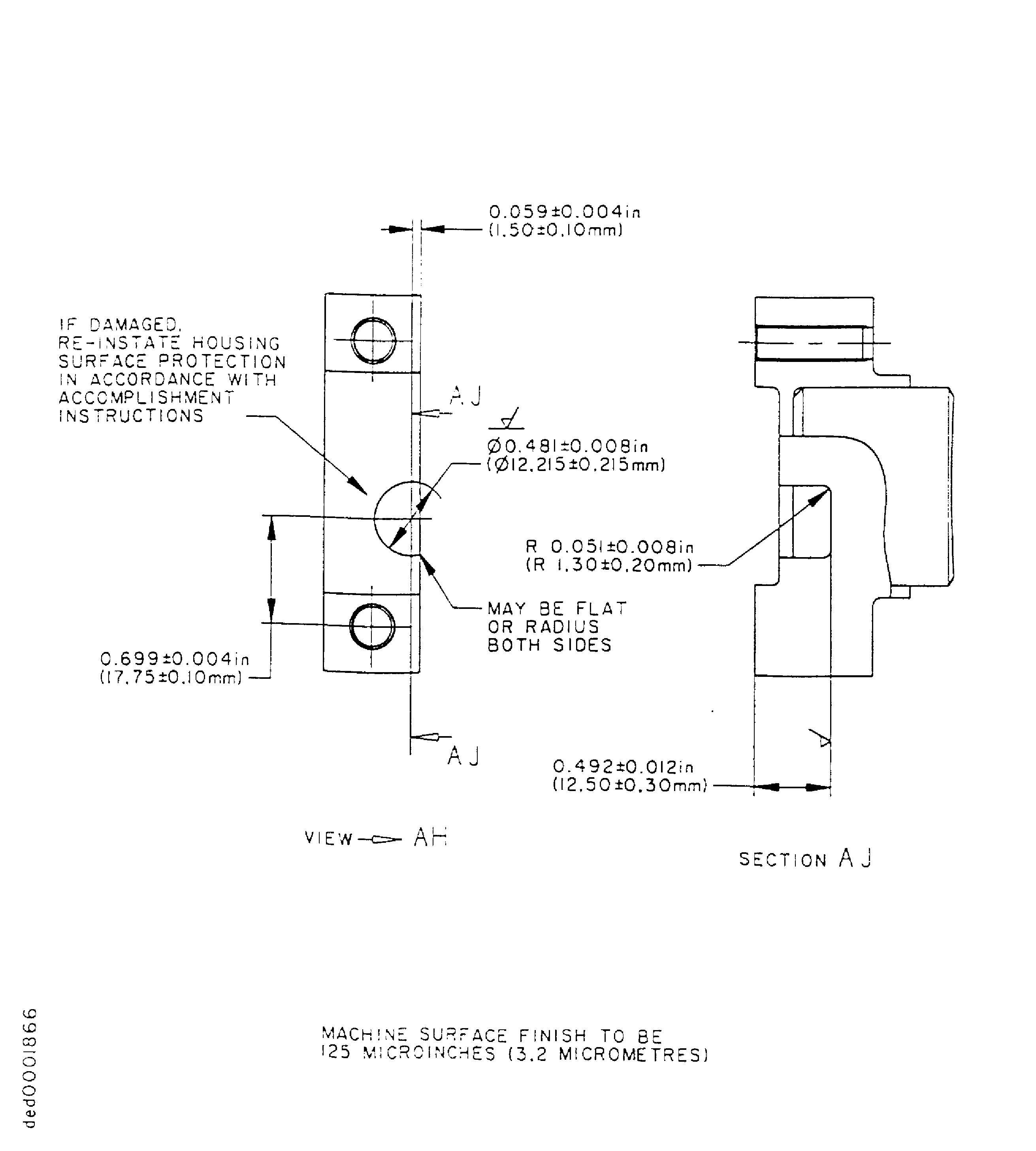 Repair details and dimensions - Assembly D