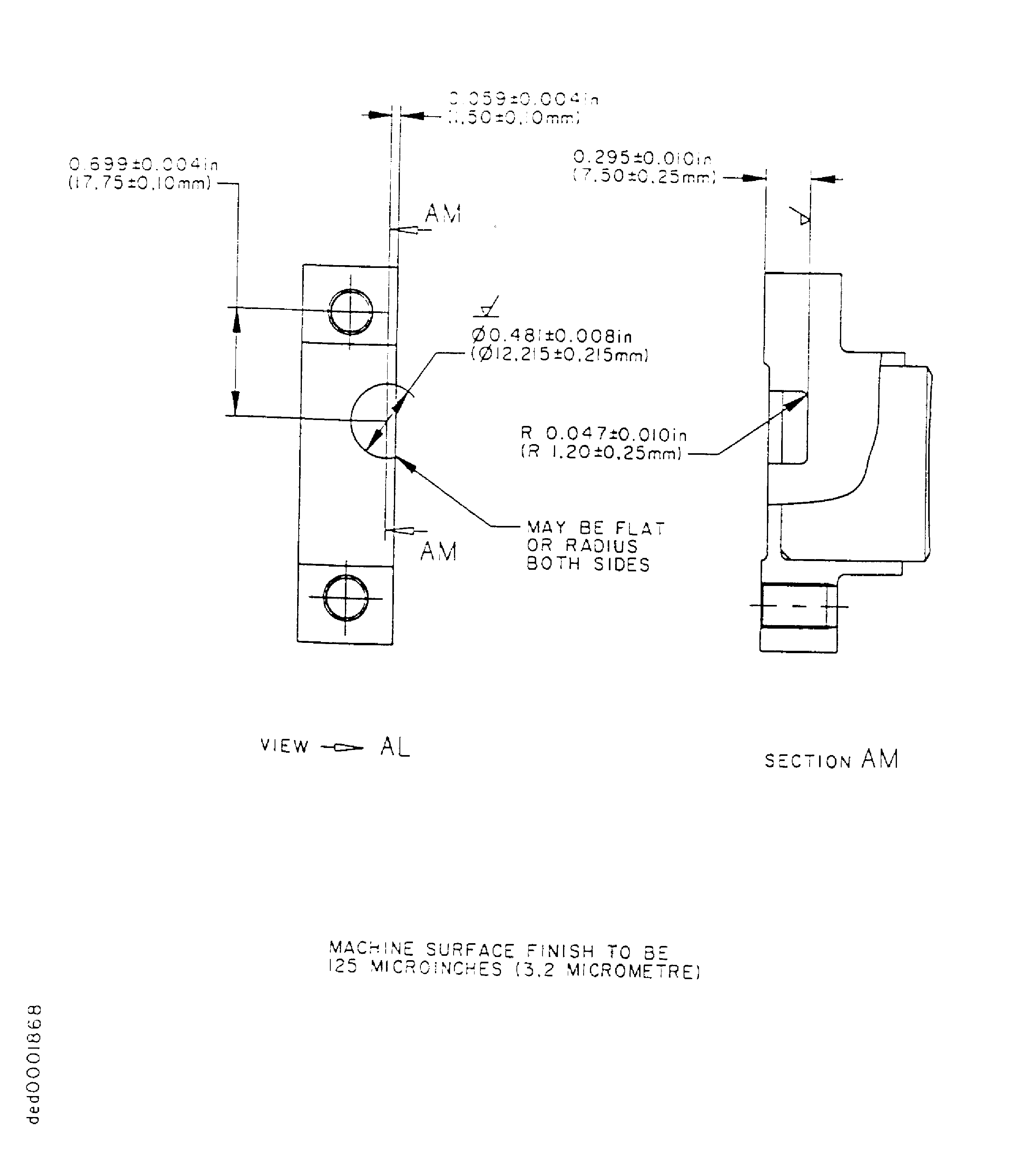 Repair details and dimensions - Assembly E