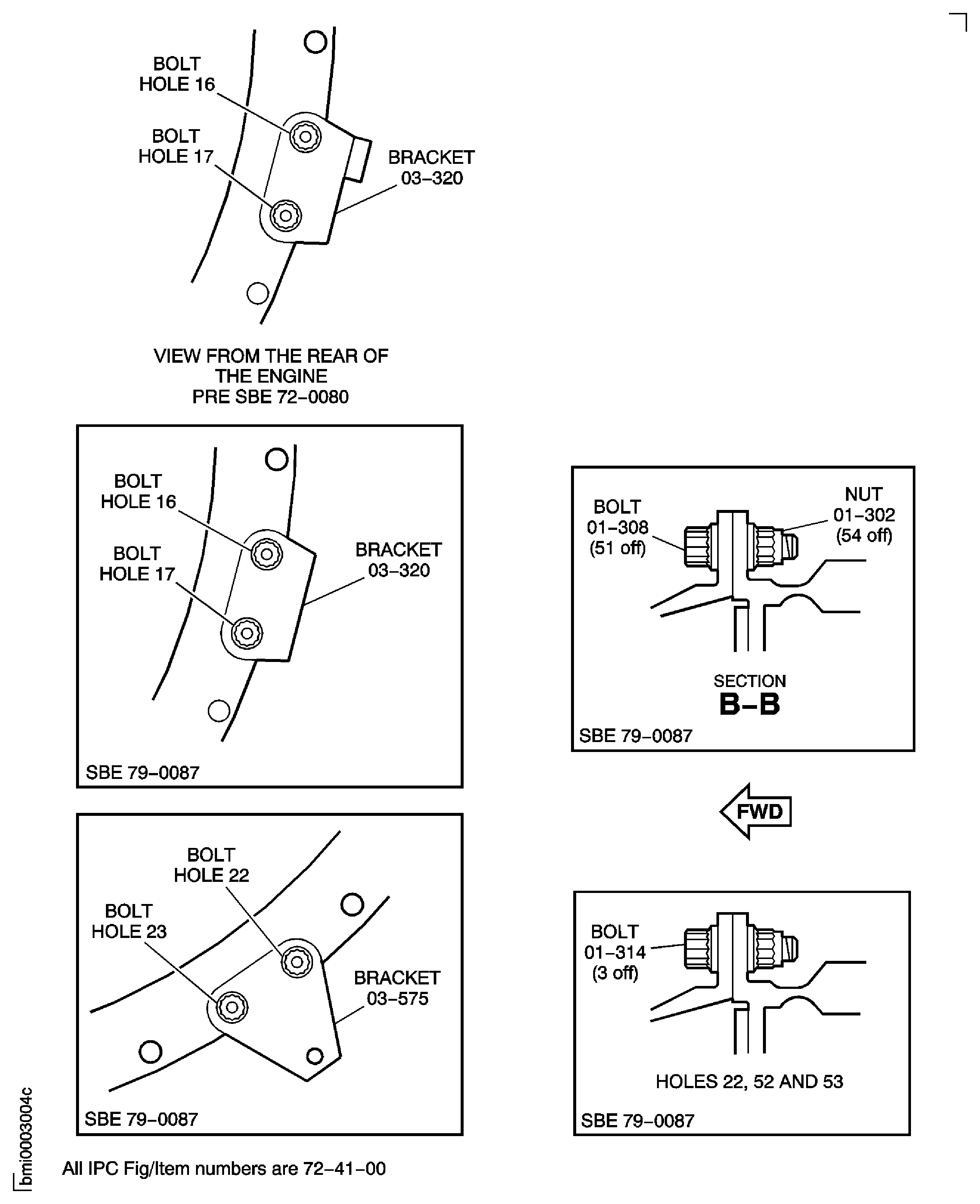 Remove the Brackets, the Pins, the Bolts and the Nuts at the HP Compressor Front Case to the Compressor Rear Outer Case Flange