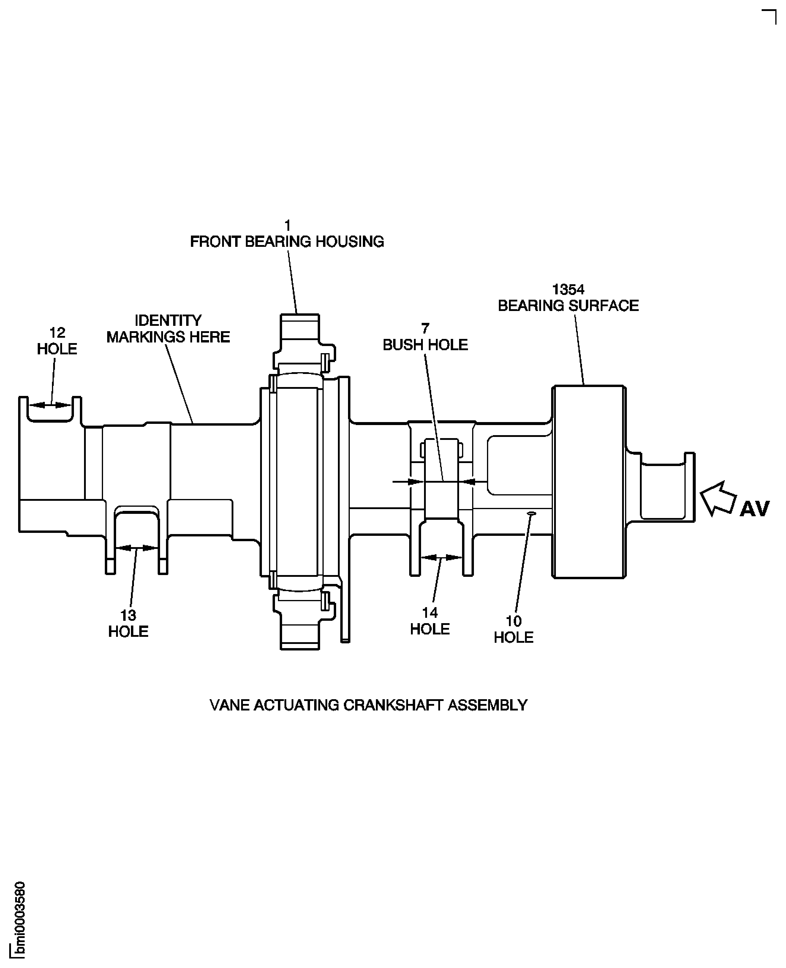 SBE 72-0564: Vane Actuating Crank Shaft Assembly - Inspection Locations