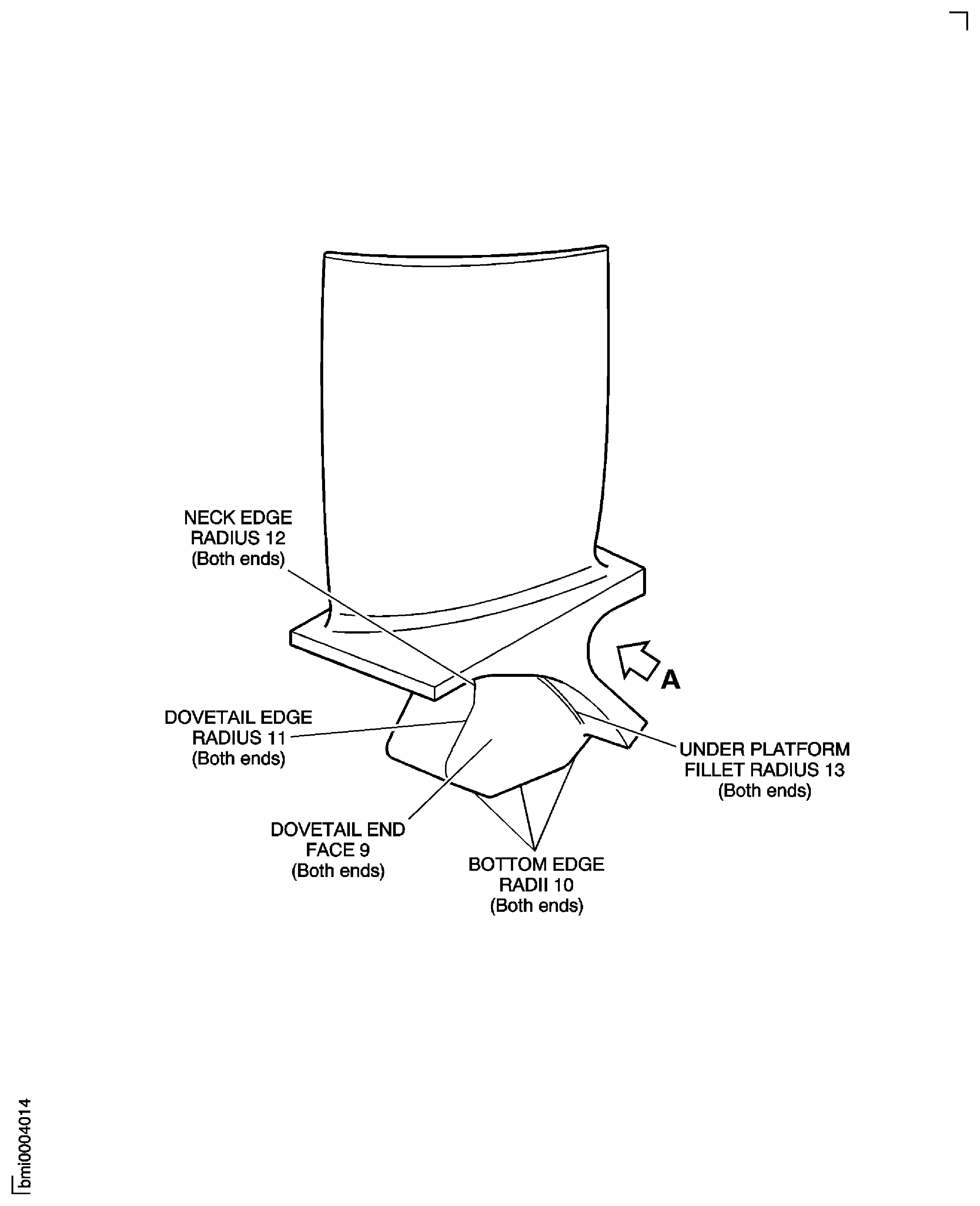 Stage 9 Rotor Blade - Dovetail End Faces and Corners