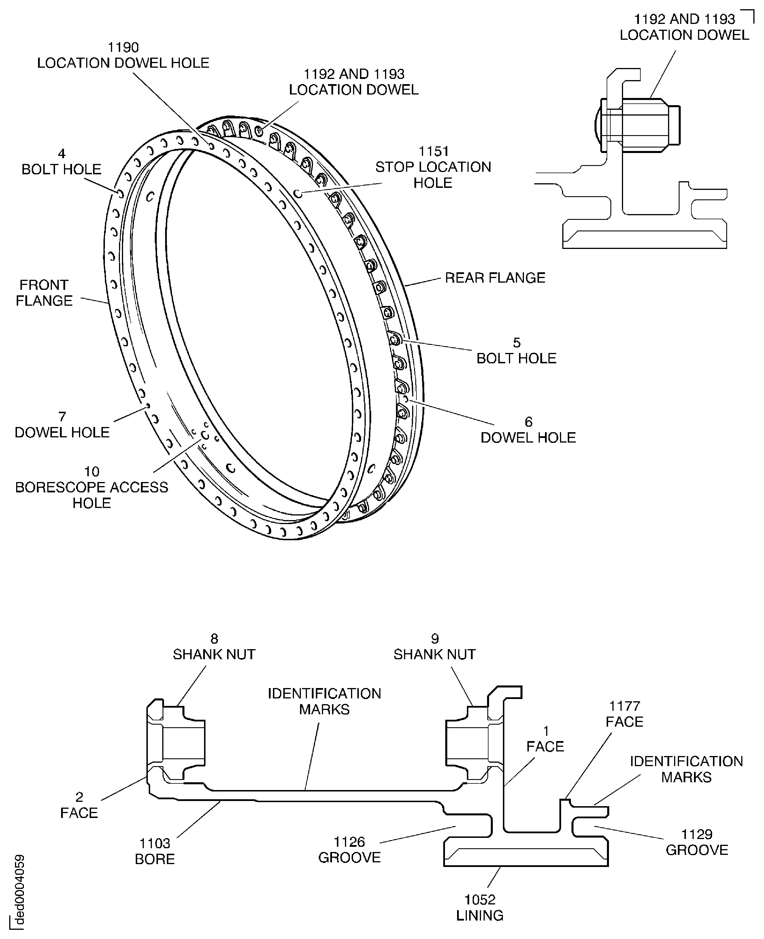 Stage 9 Rotor Path Case Assembly - Inspection Locations