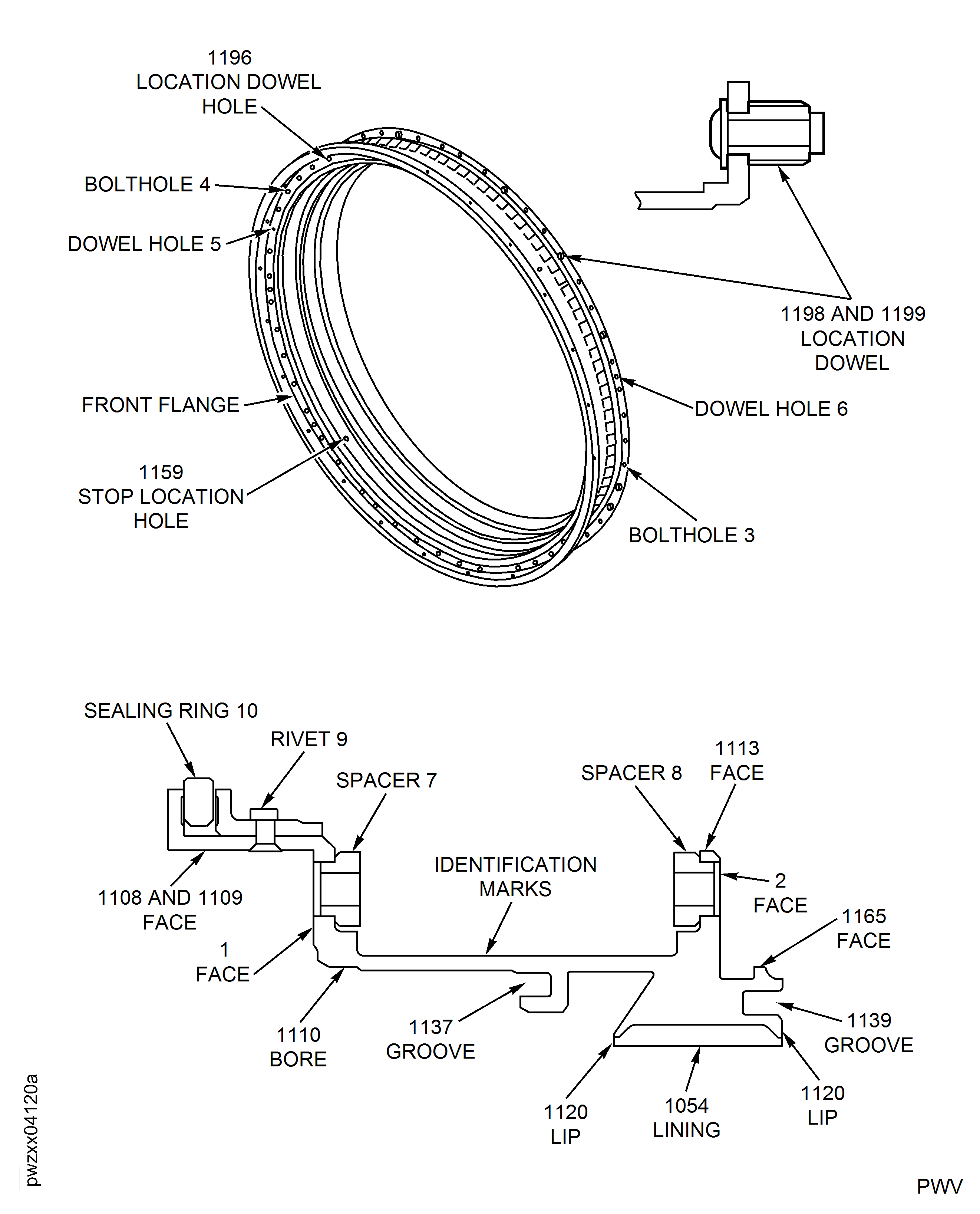 Stage 11 Rotor Path Case Assembly - Inspection Locations