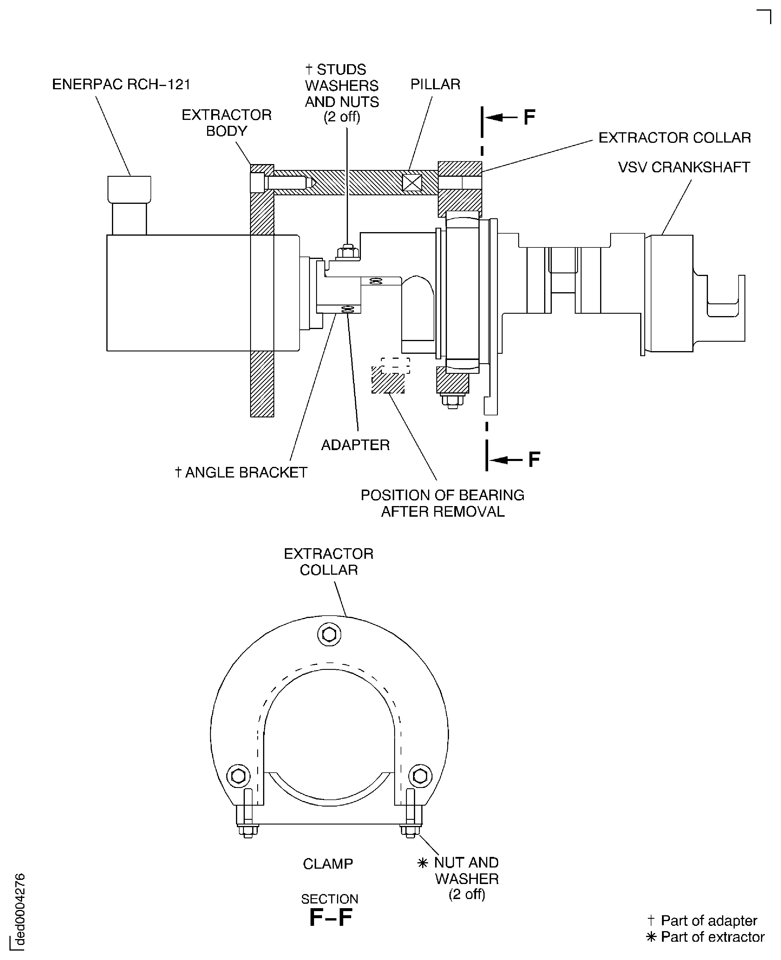 Remove spherical bearing from VSV crankshaft assembly