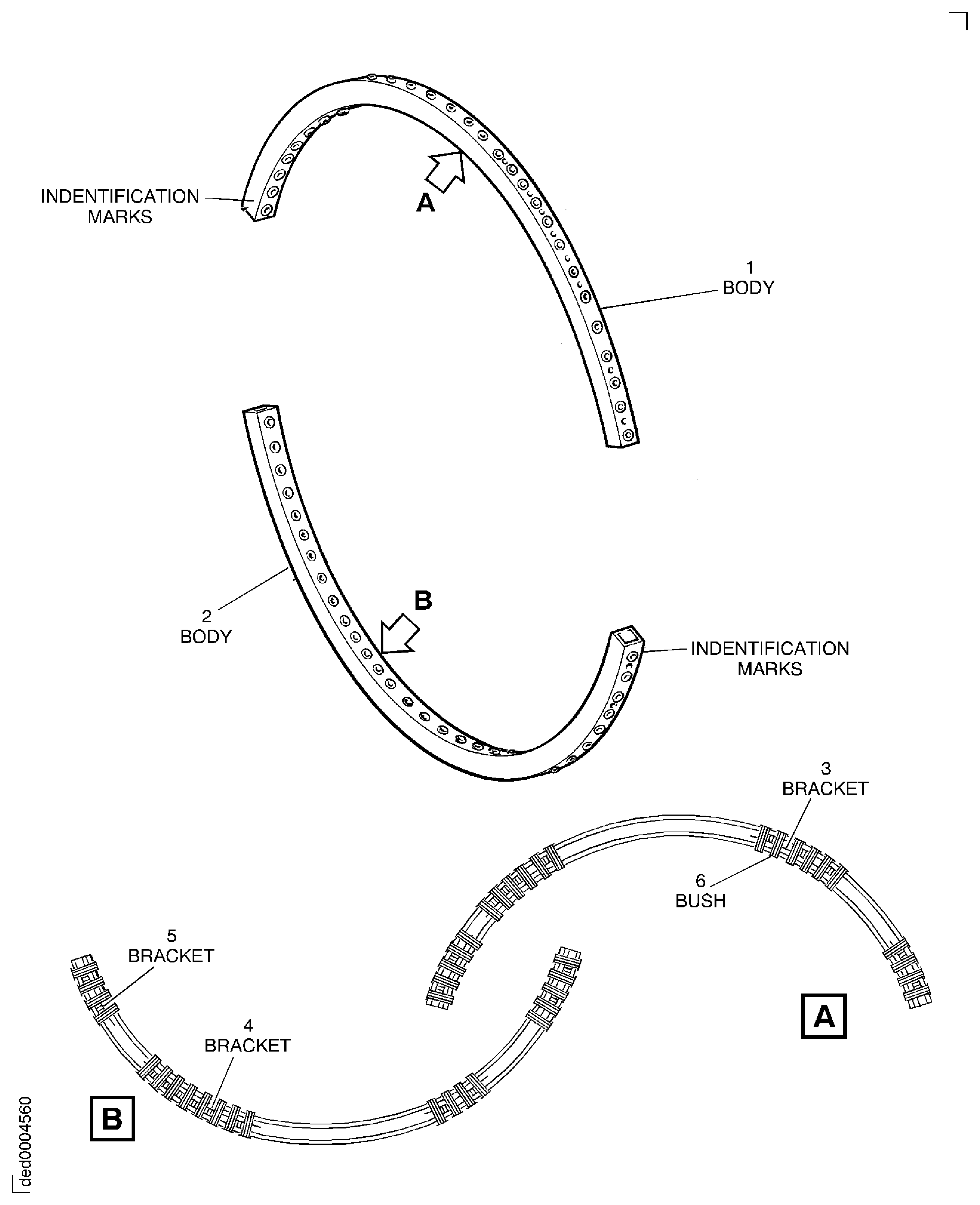 Stage 6 upper and lower unison rings - inspection locations