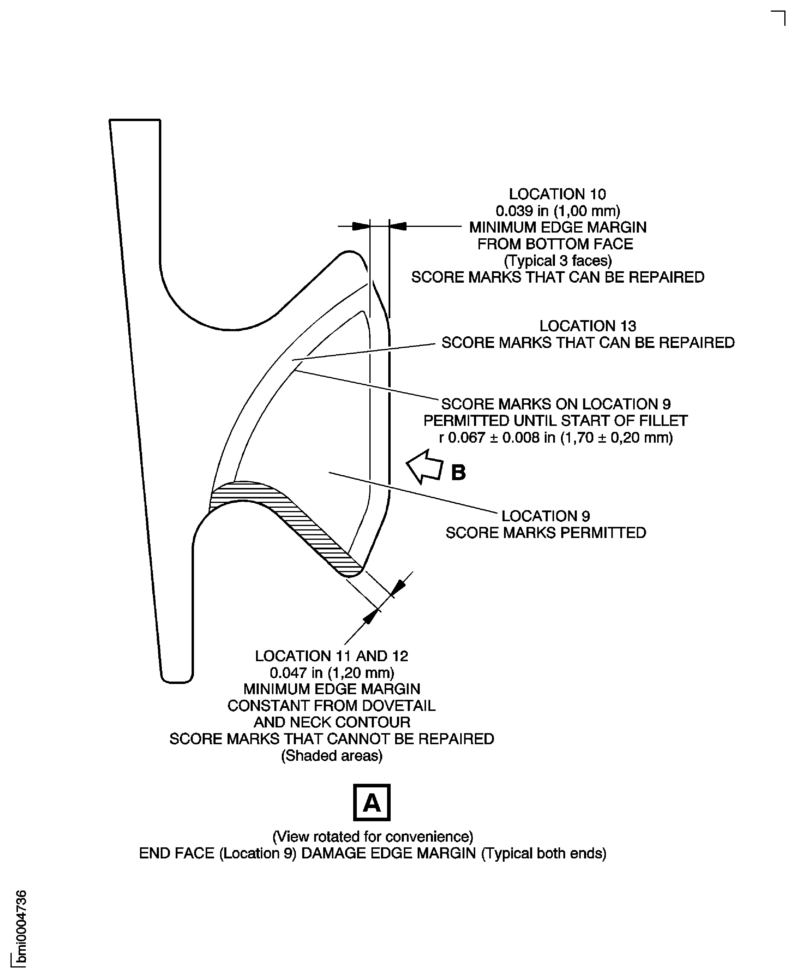 Stage 9 Rotor Blade - Dovetail End Faces and Corners