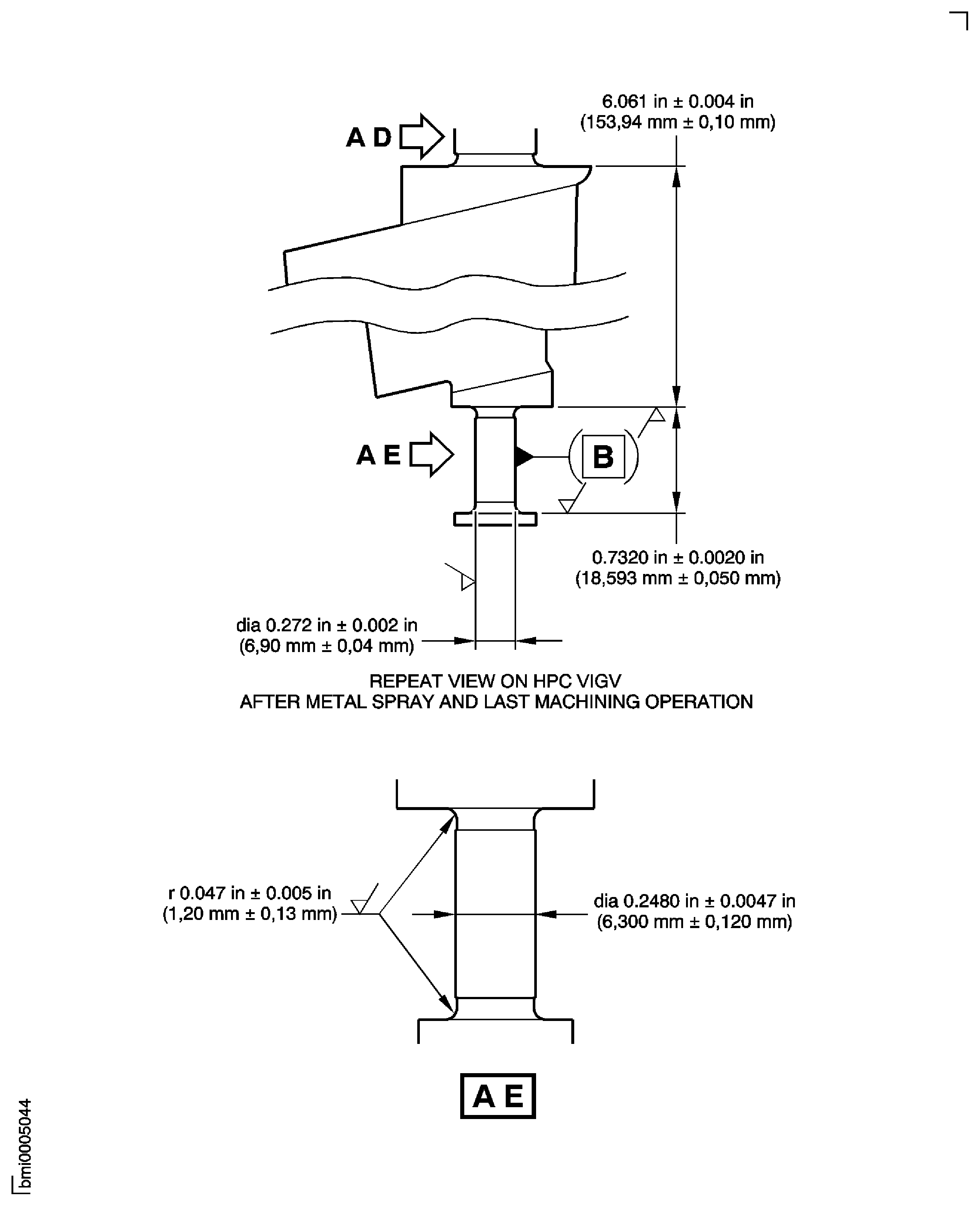 Repair Details and Dimensions - Assembly B and Assembly F