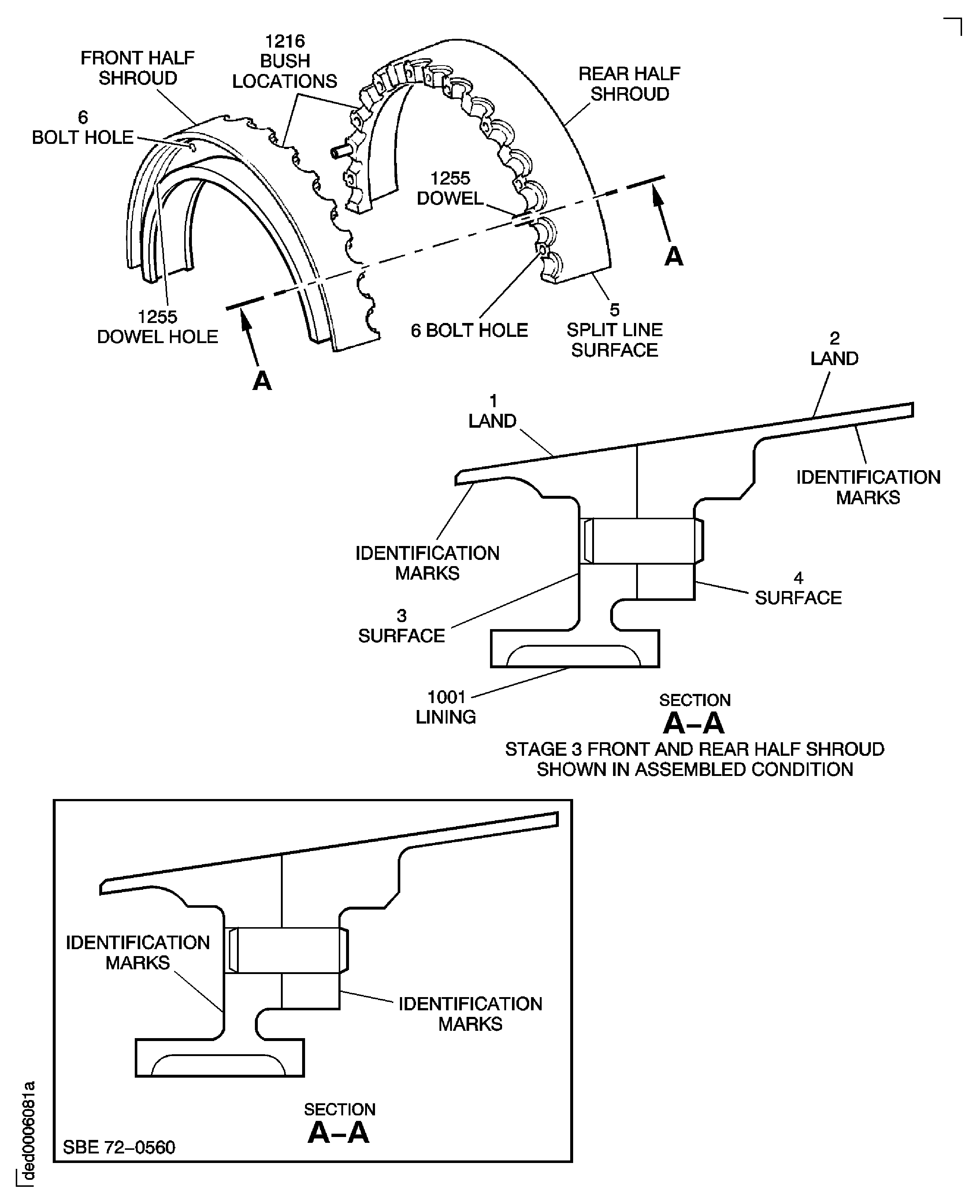 Stage 3 Half Shroud - Inspection Locations