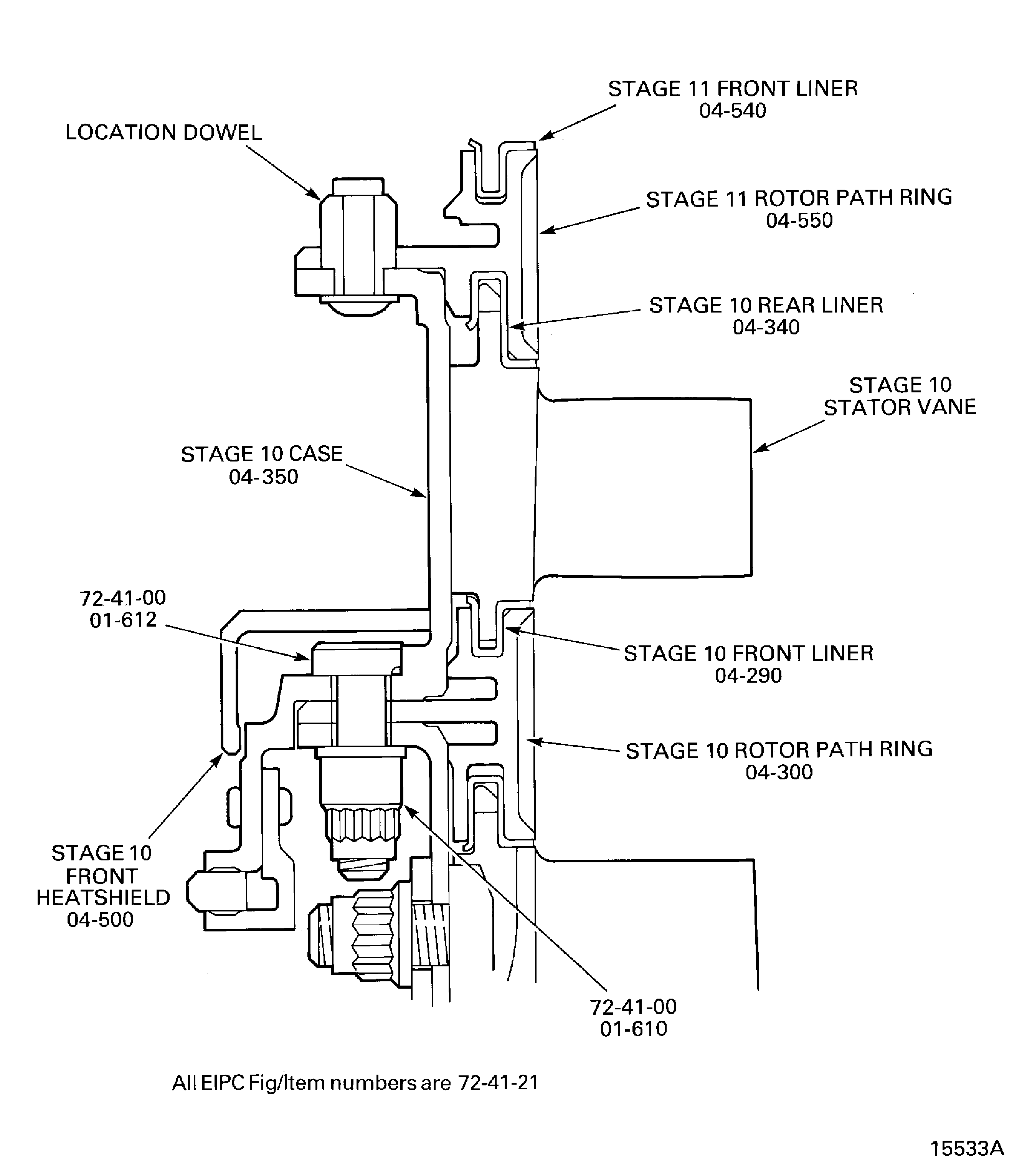 Remove the stage 11 case and stator vanes