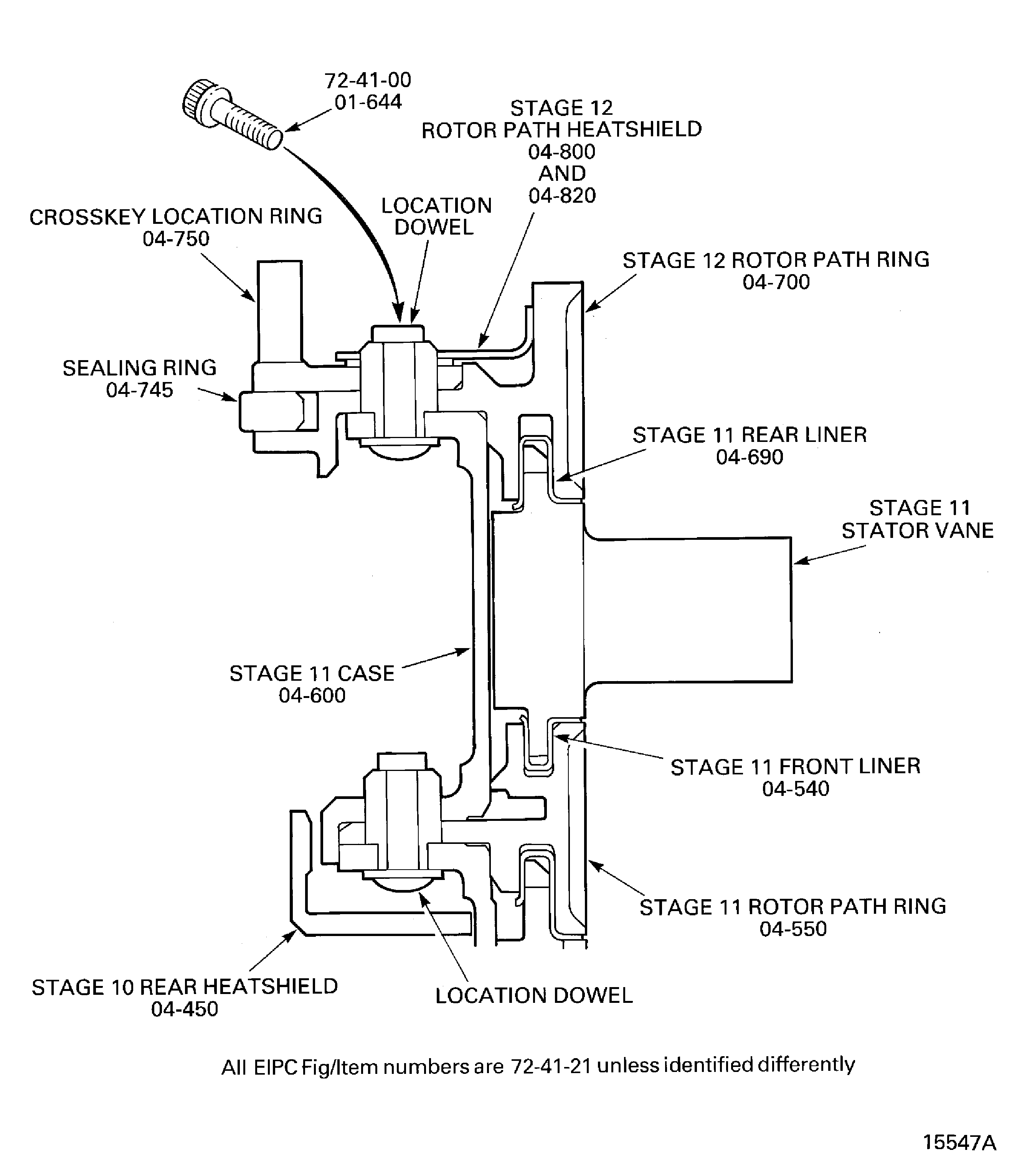 Remove the cross key ring and seal assembly and the stage 12 rotor path ring