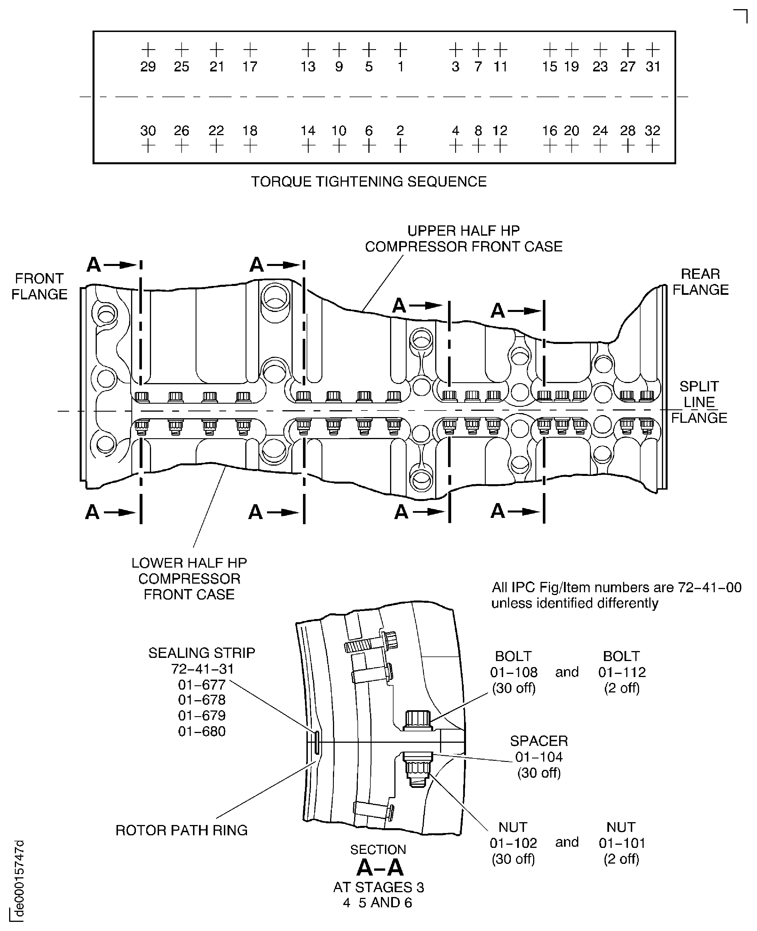 Install the split line flange bolts