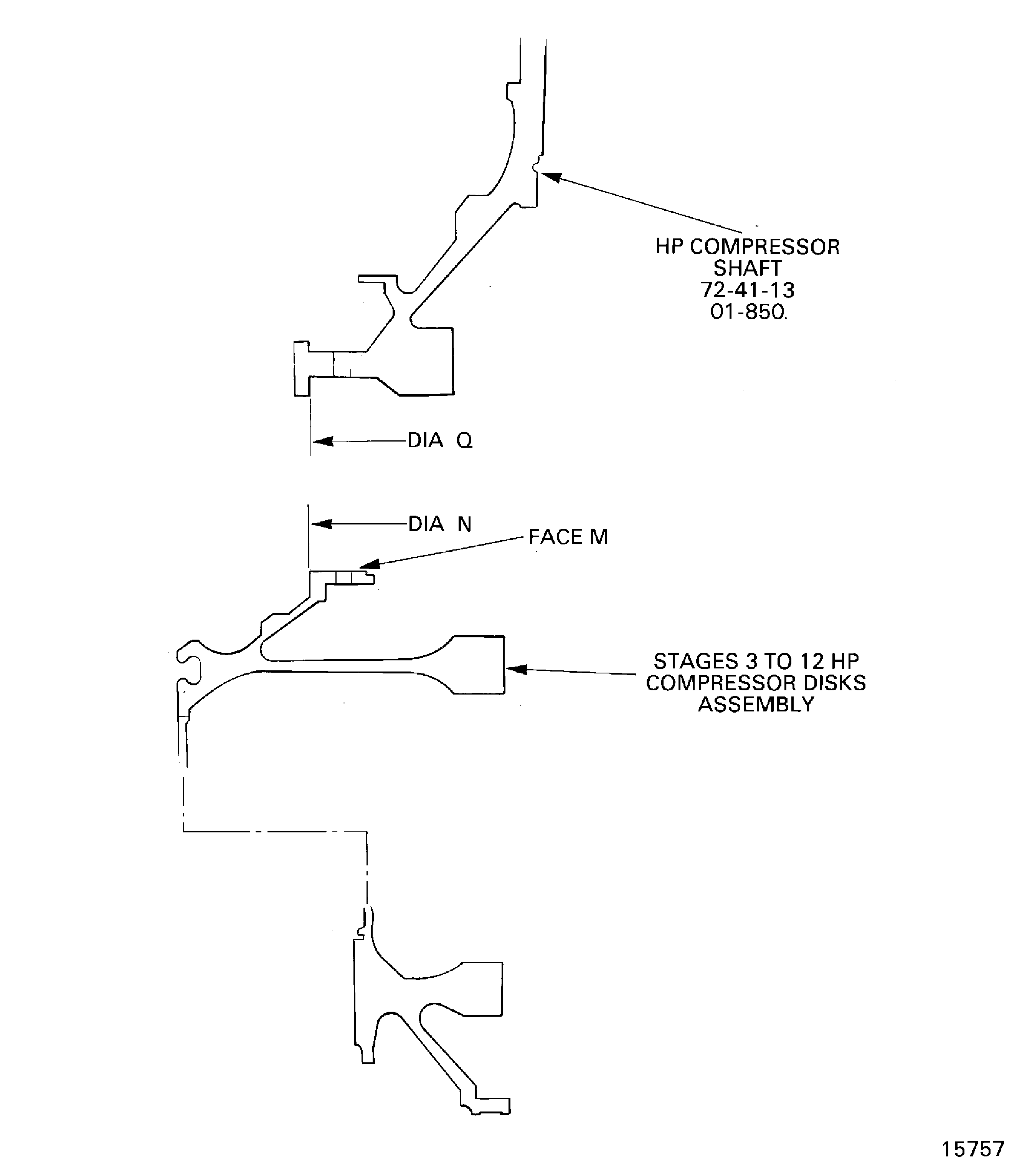Stages 3 to 12 HP Compressor Disks Assembly and HP Compressor Shaft Data