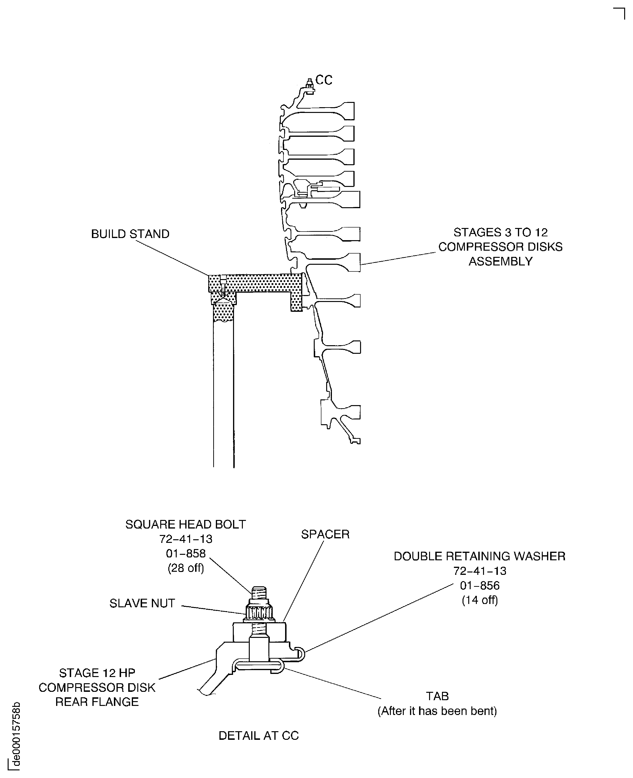 Prepare the Stages 3 to 12 HP Compressor Disks Assembly for the Installation of the HP Compressor Shaft (Pre SB 72-0687)