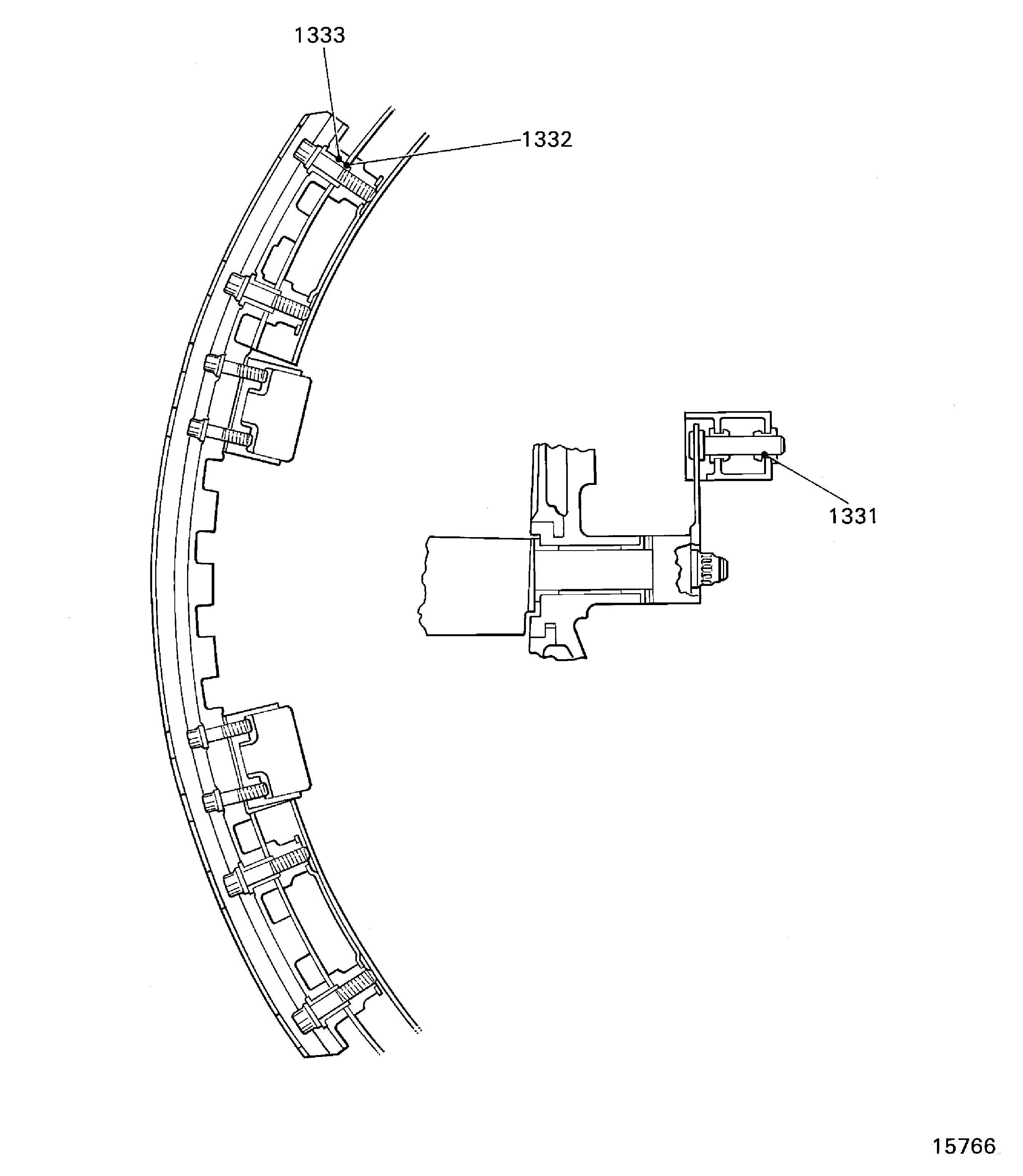 Locations for the stage 5 stator vane fits and clearances