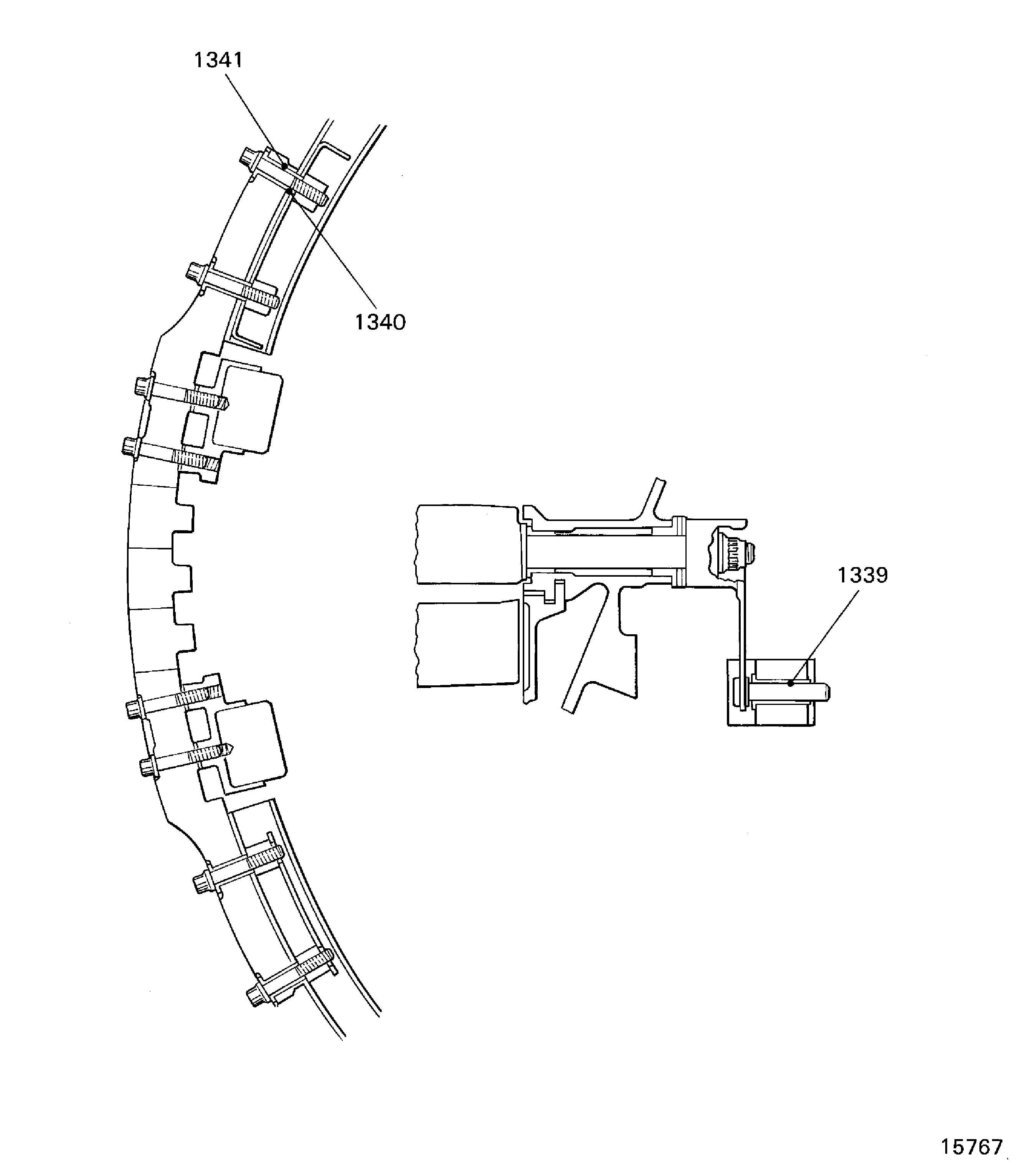 Locations for the stage 6 stator vane fits and clearances