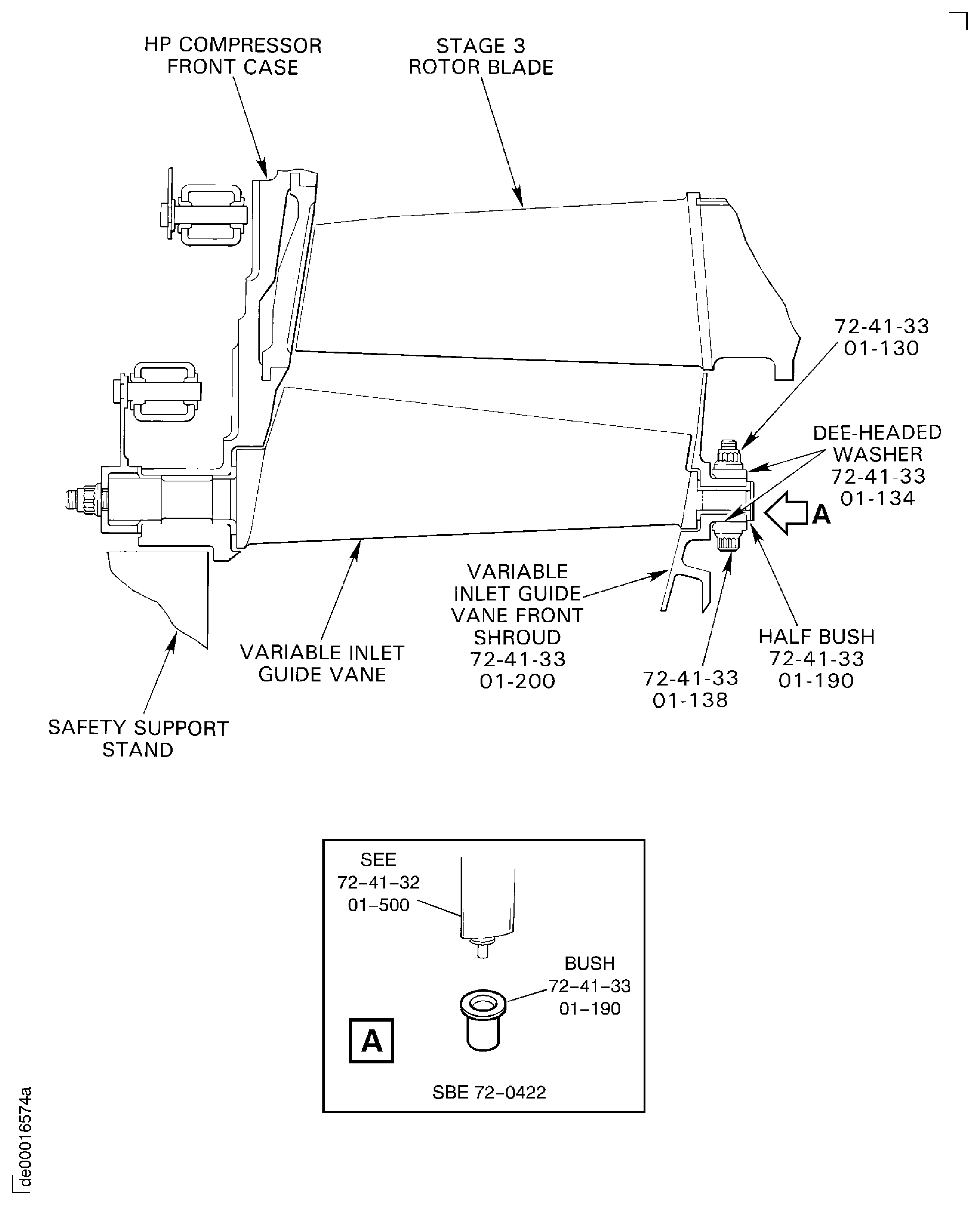 Remove the variable inlet guide vane front shroud