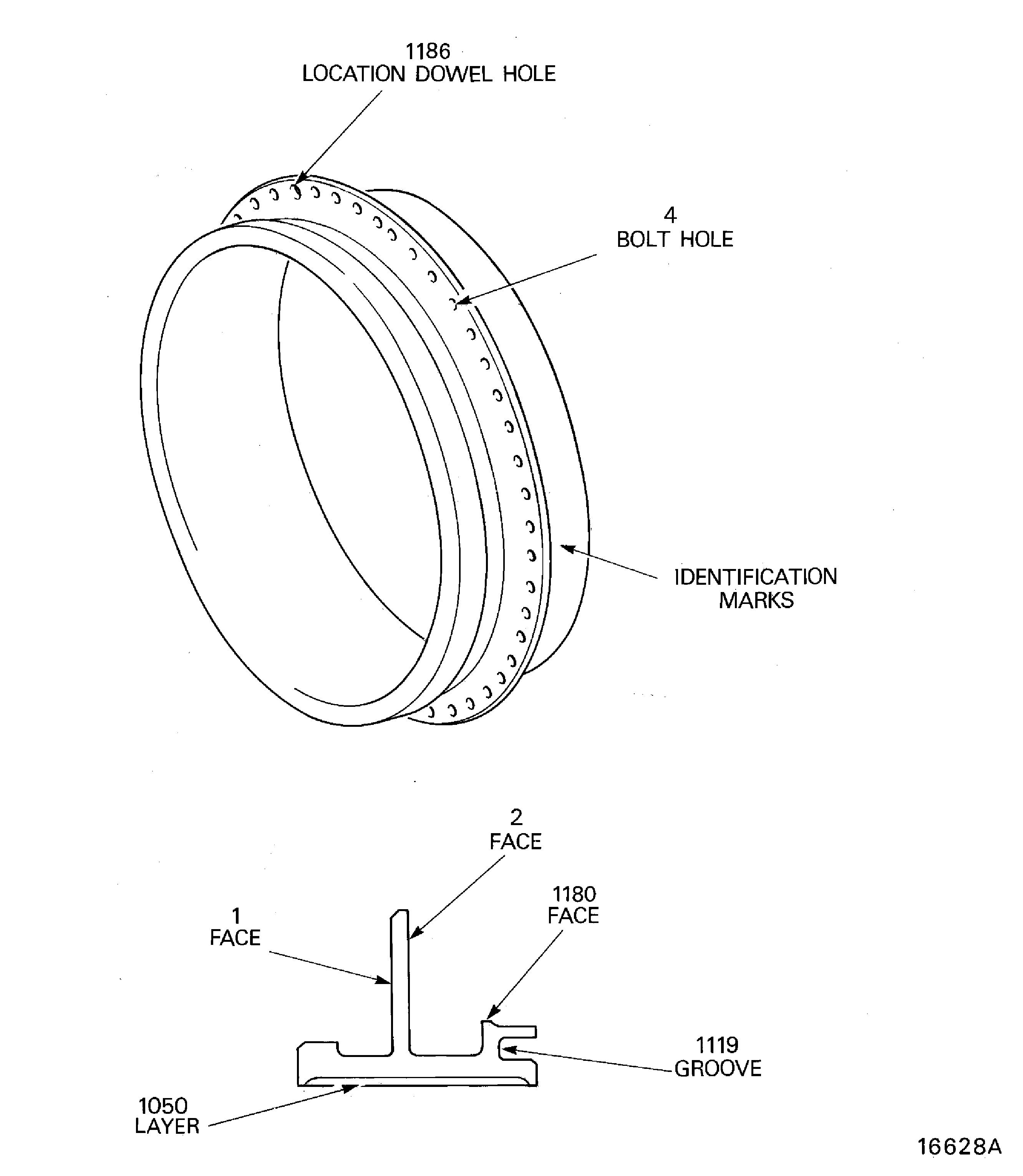 Stage 7 rotor path ring - inspection locations