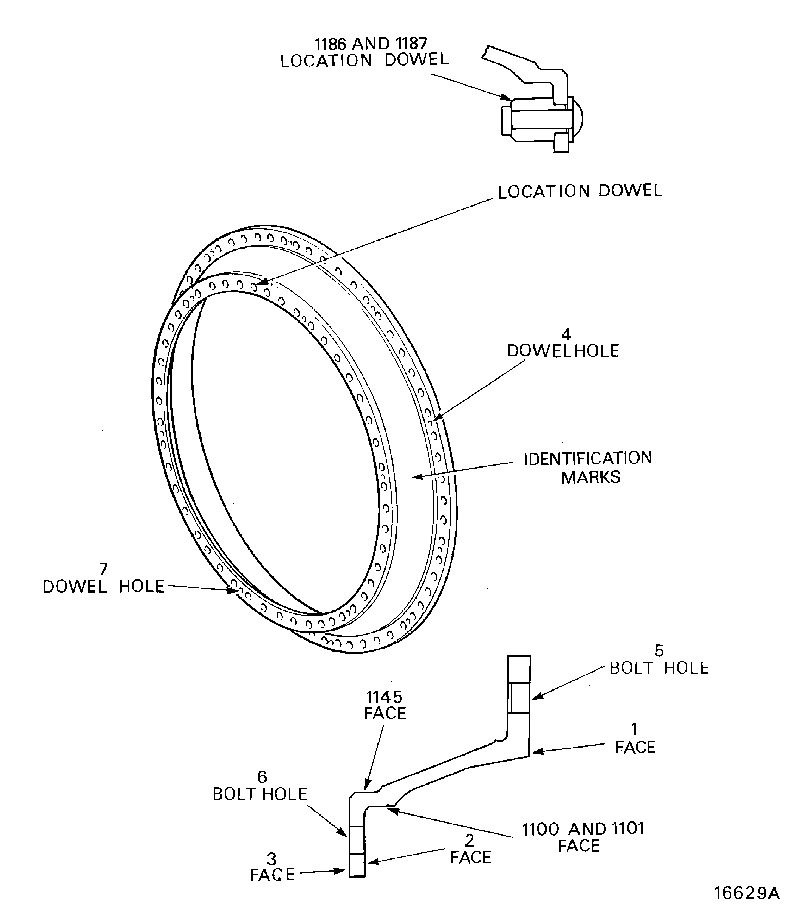 Front support cone - inspection locations