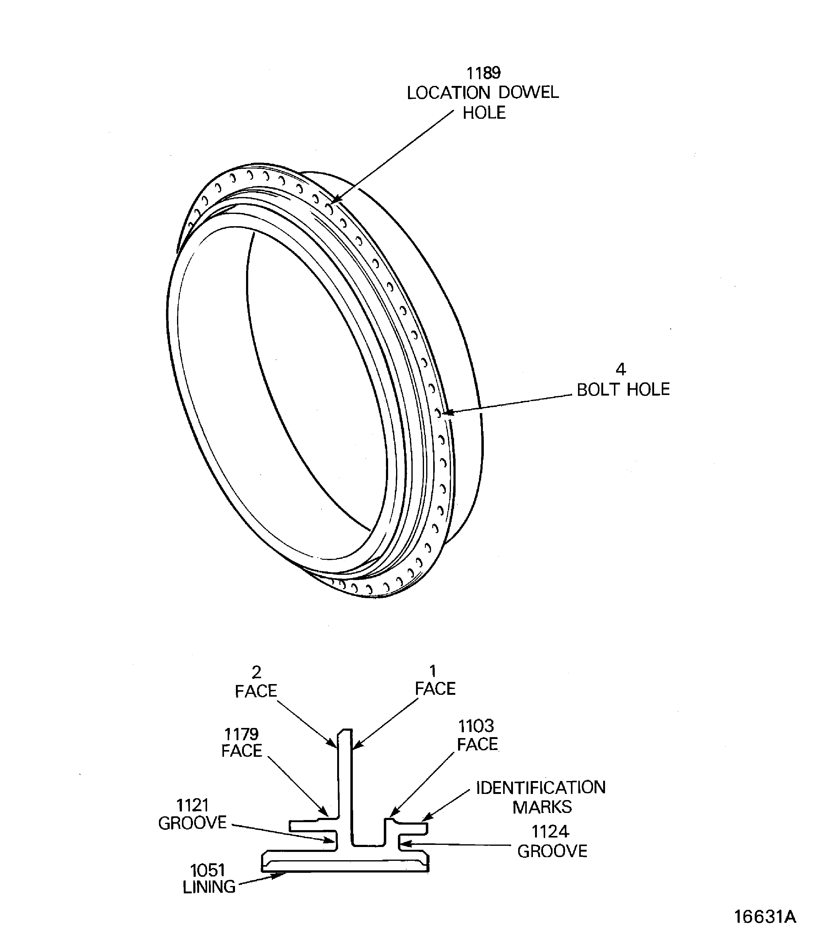 Stage 8 rotor path ring - inspection locations