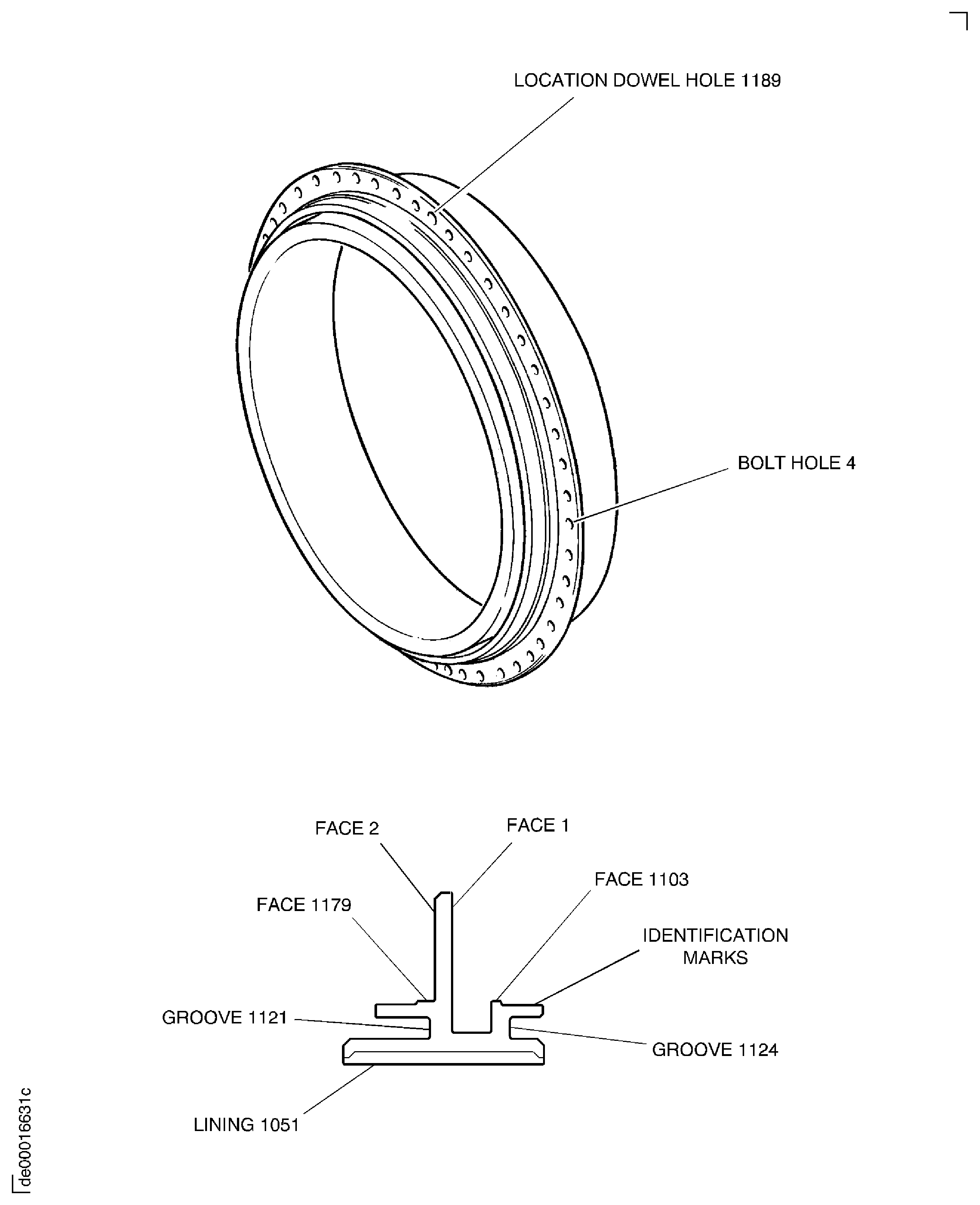 Stage 8 rotor path ring - inspection locations