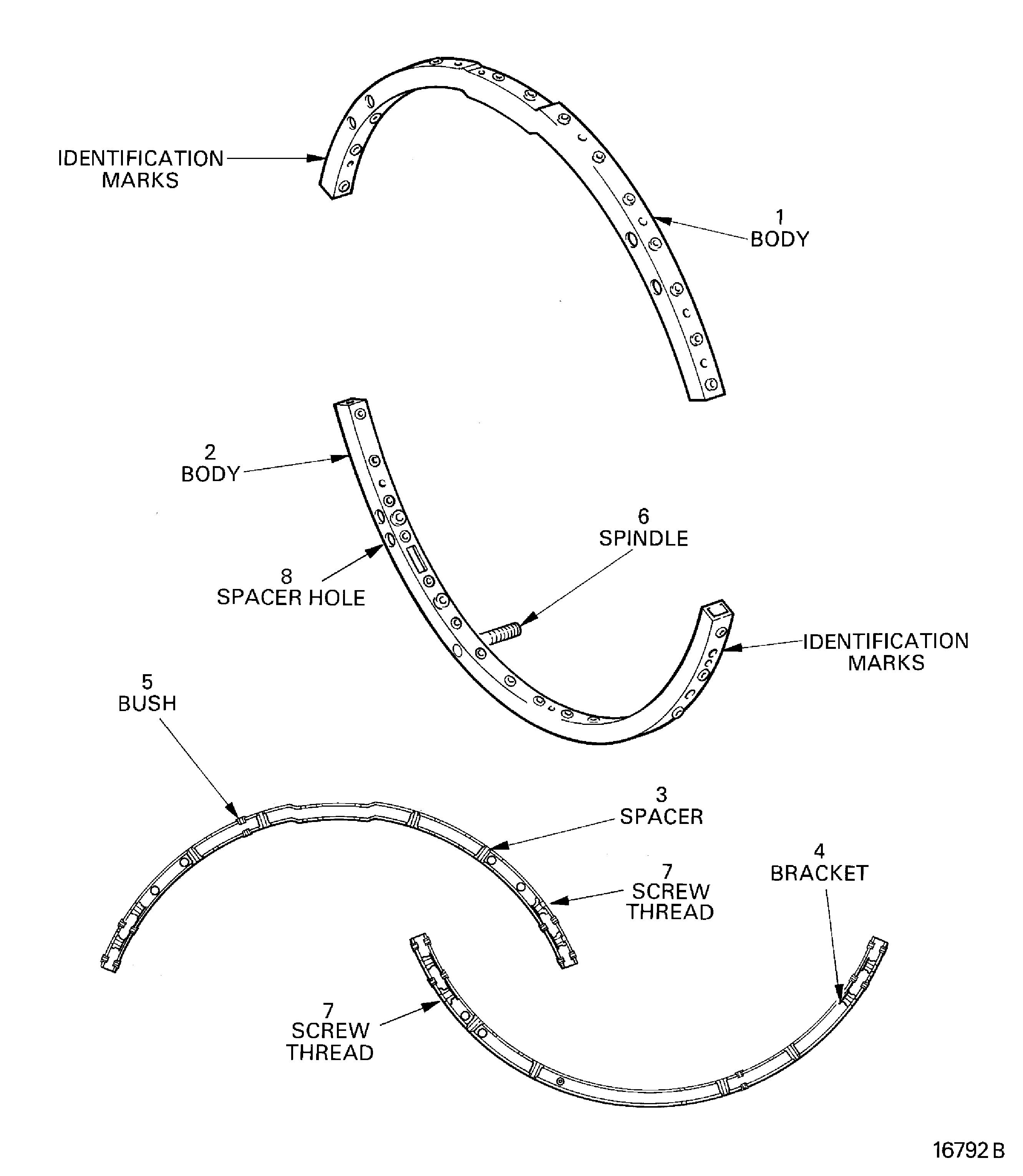 Variable inlet guide vane actuating ring - inspection locations