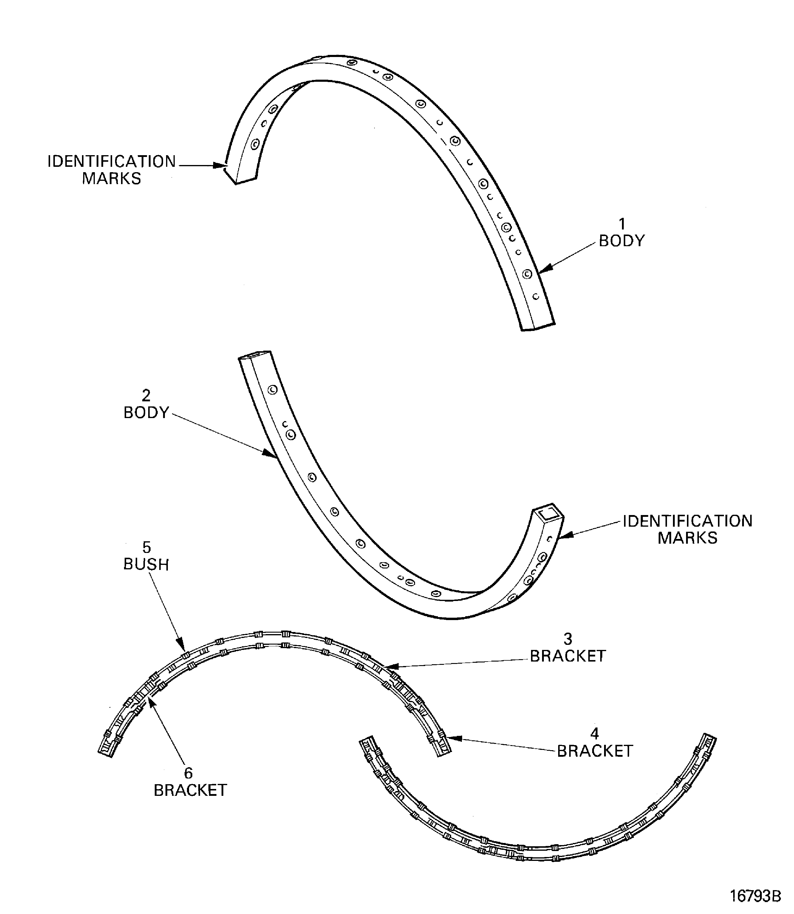 Stage 3 variable vane actuating ring - inspection locations