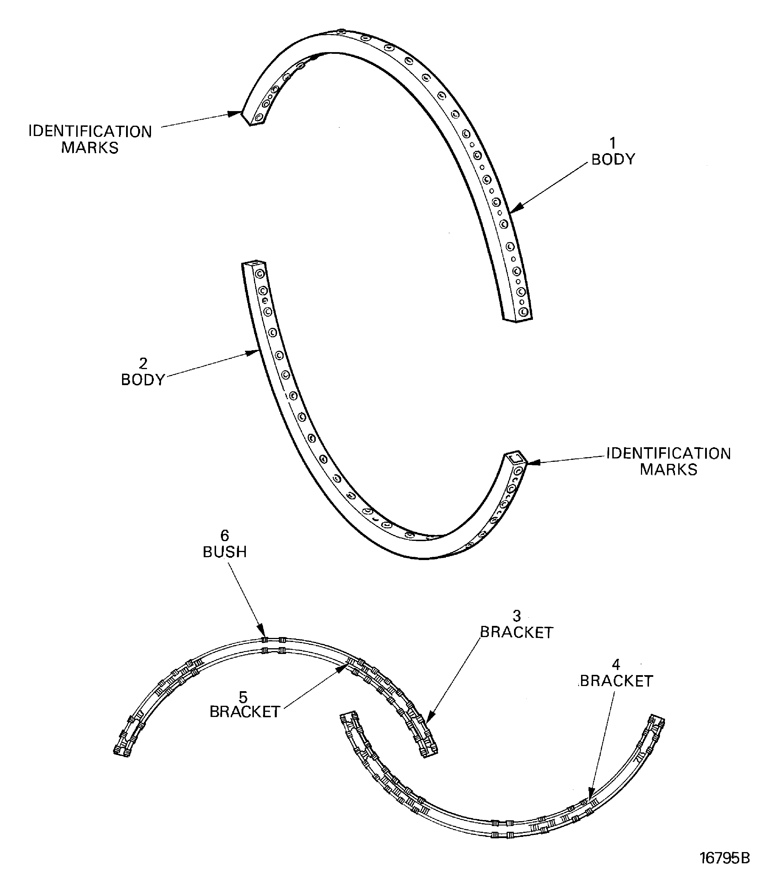Stage 5 variable vane actuating ring - inspection locations
