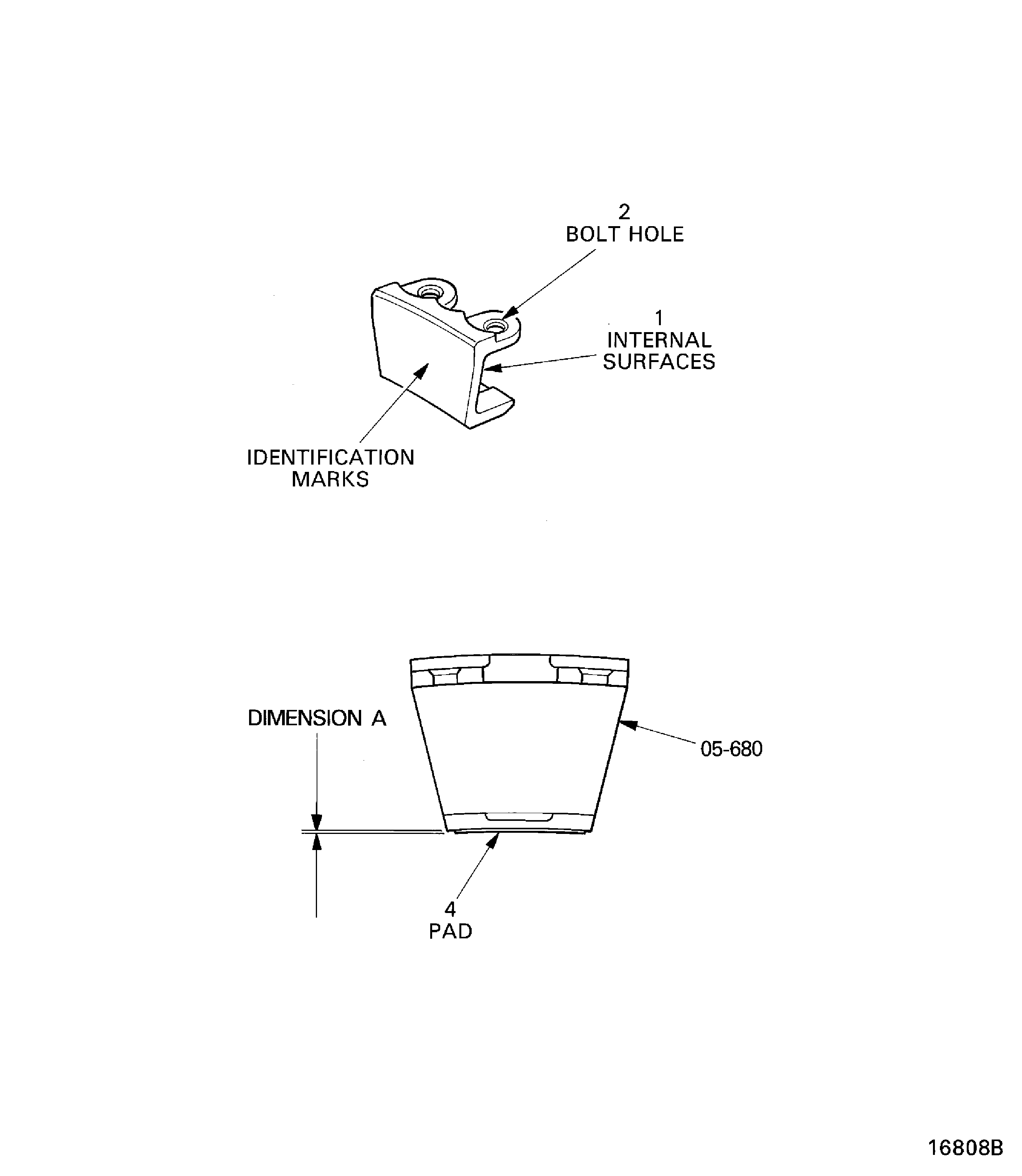Stage 5 centralizing pads and housing assemblies - inspection locations