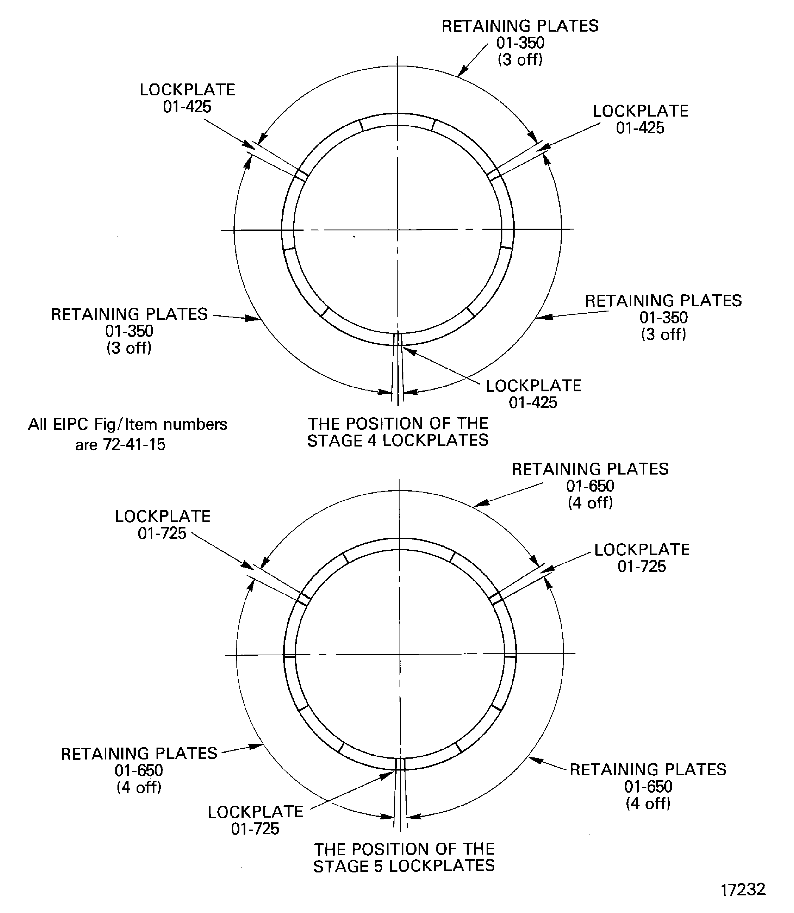 Install the stages 4 and 5 retaining plates and lockplates
