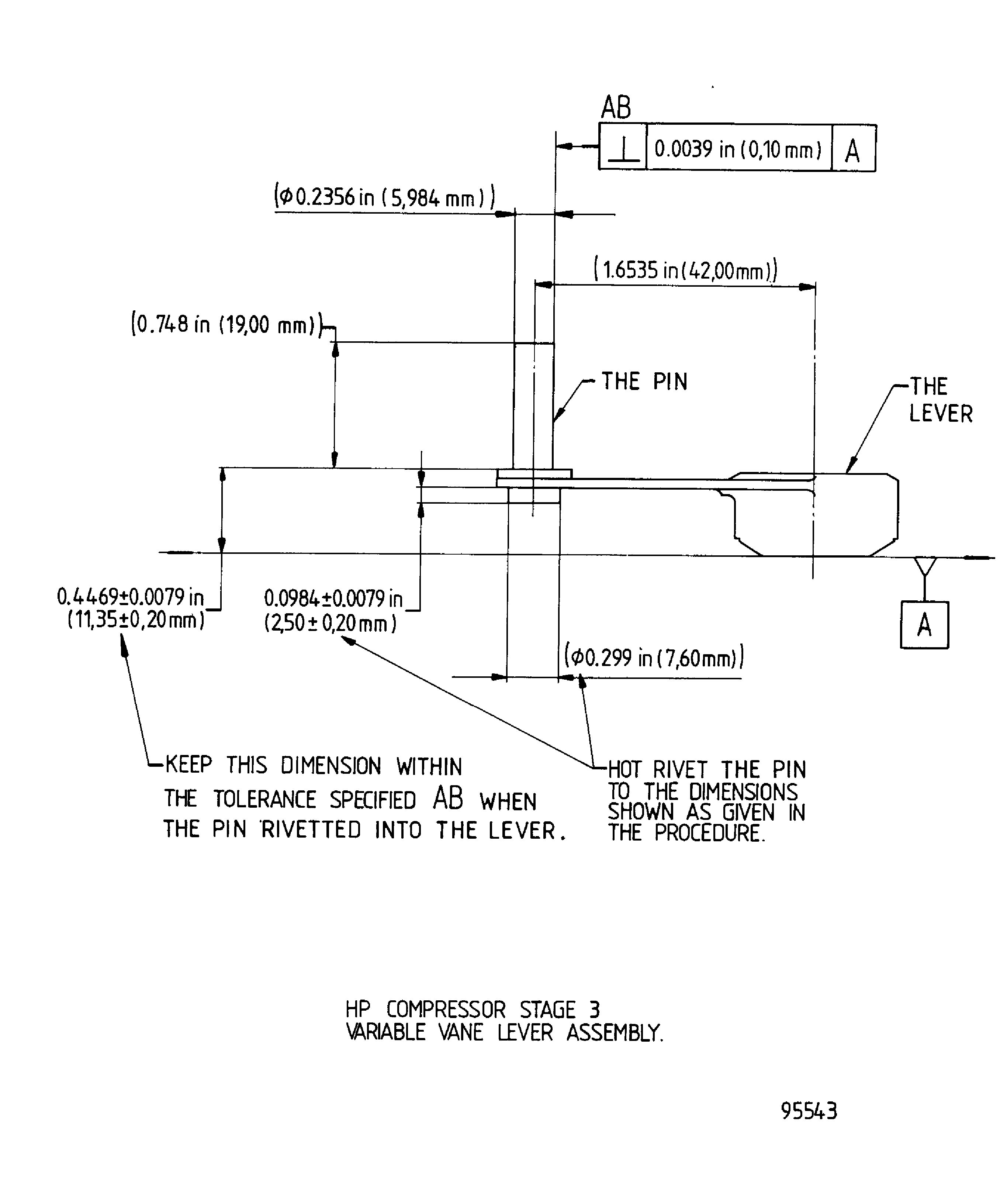 Details of the stage 3 lever assembly