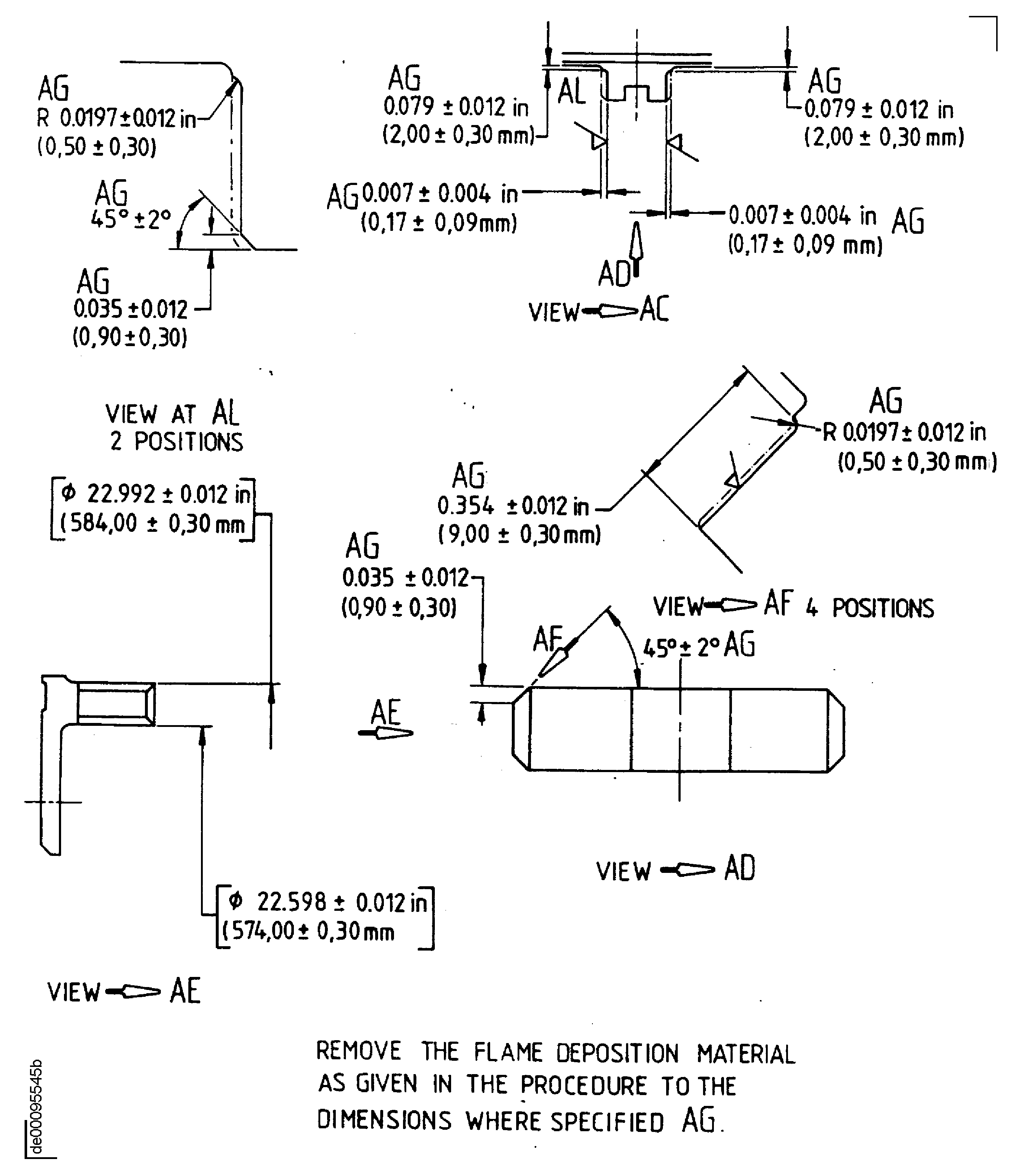 Repair details and dimensions - Assy's A, B, C and D