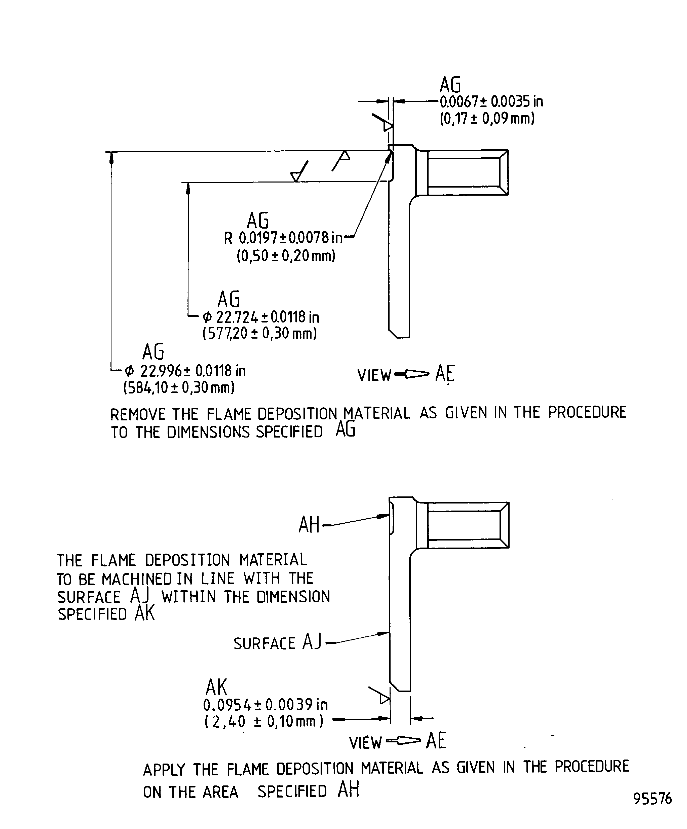 Repair details and dimensions - Assy's A, B, C and D
