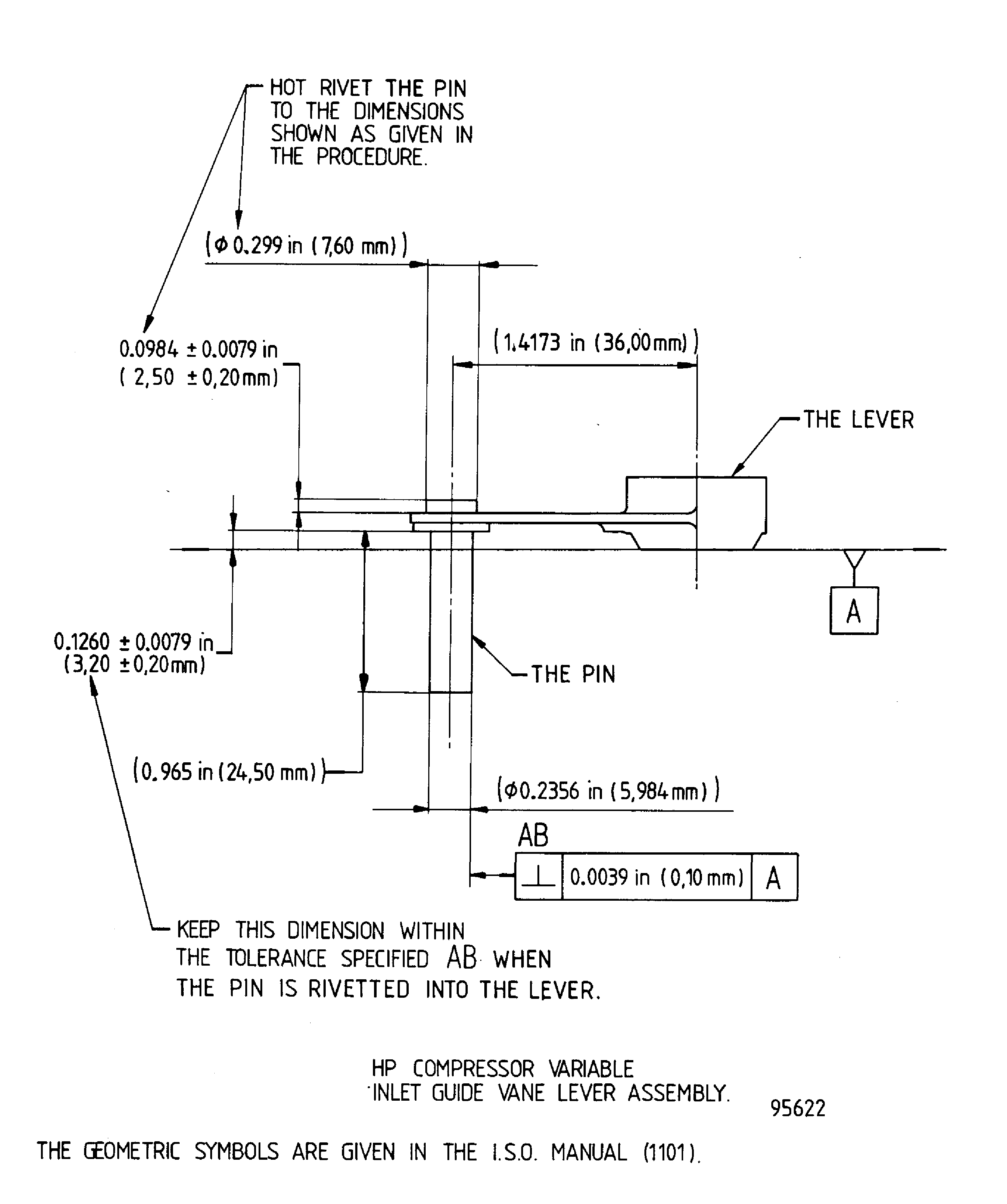 Details of the actuating mechanism lever