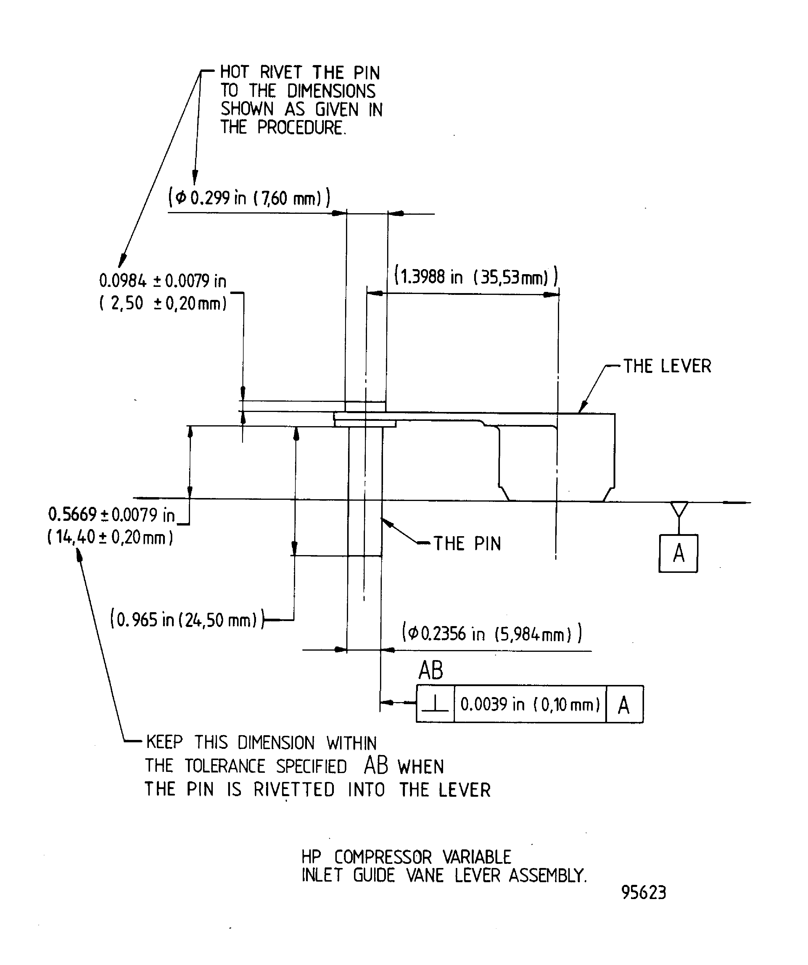 Details of the actuating mechanism lever